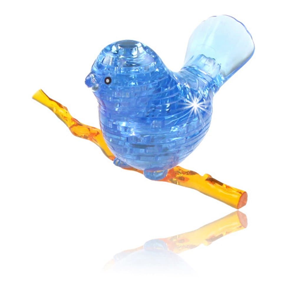50 Pieces 3D Crystal Puzzle Blocks Assembly Bird for Teens, Cute 3D Jigsaw Puzzle LED Shinning Light Birds for Children More than 6 Years Old [Blue]