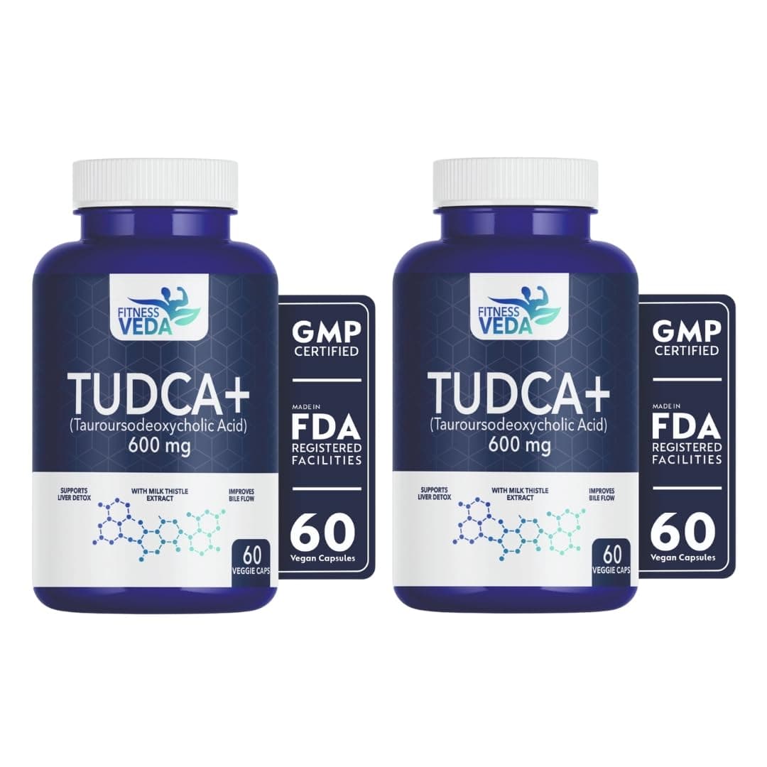 FITNESSVEDA Tudca 600 mg - Liver Supplement with milk thistle for Improve Bile Flow & Fat Absorption - 120 Capsules (Pack of 2)
