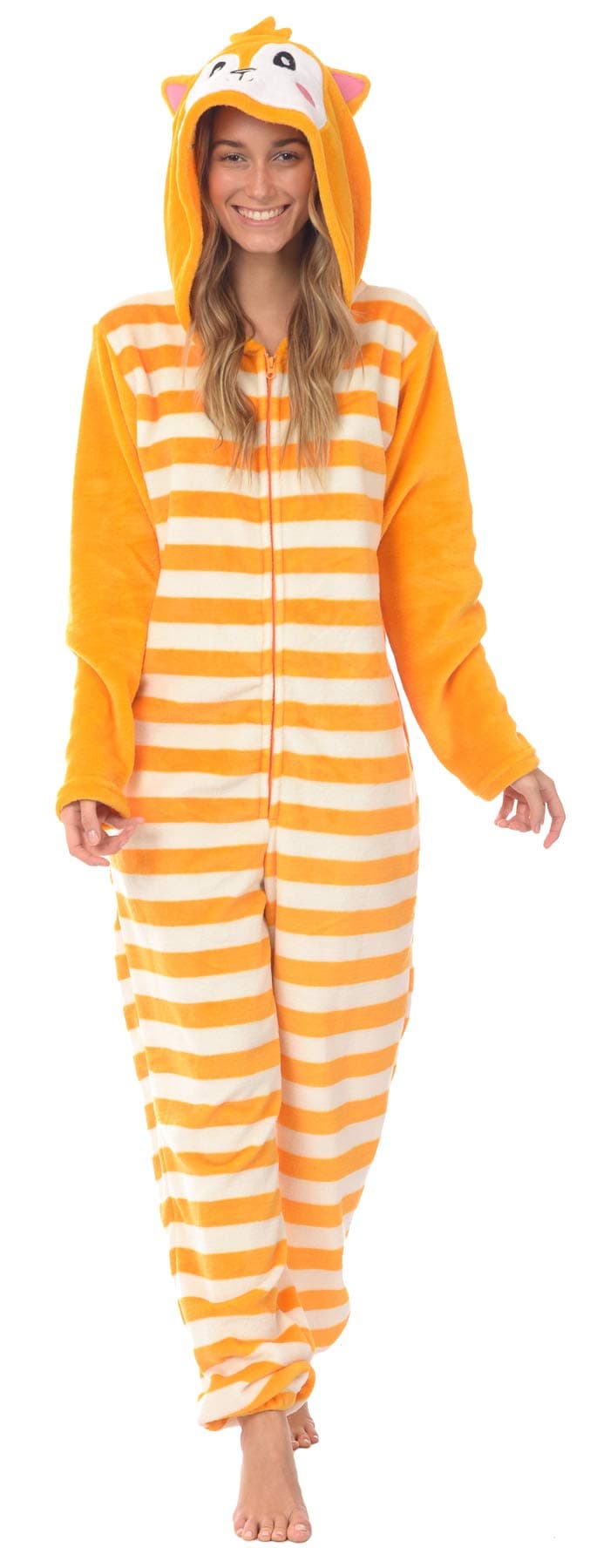 Body Candy Women's Cute Plush Animal Onesie with Hood One Piece Adult Pajama (Foxy, Large)