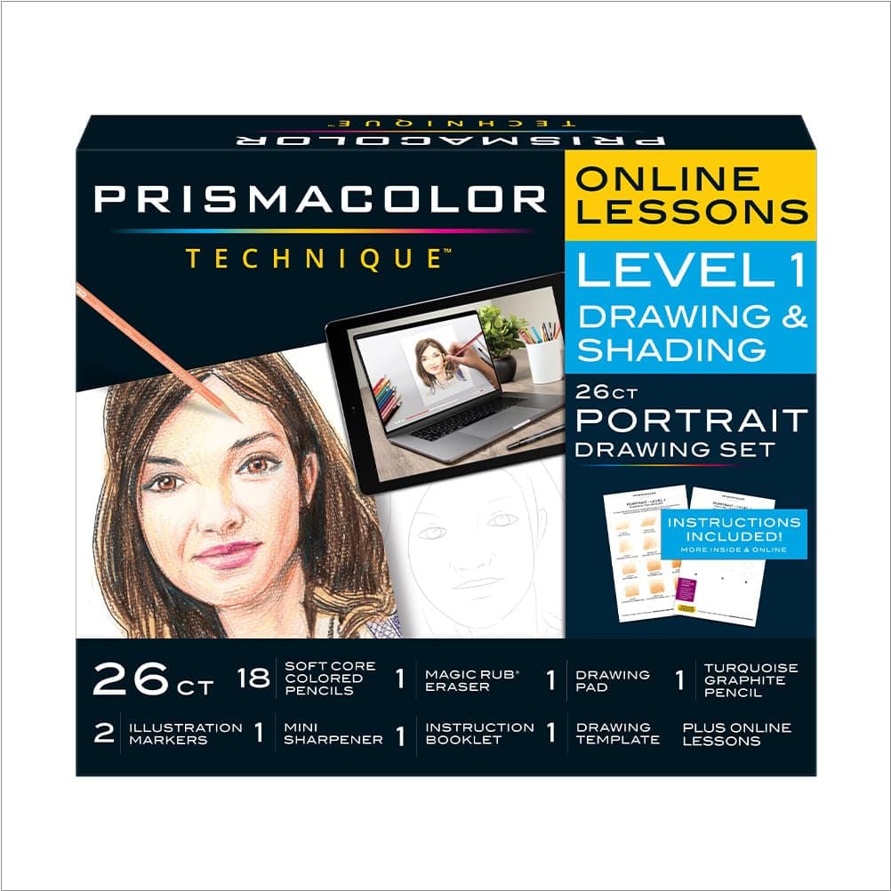 Technique Portrait Drawing Set Level 1 Art Supplies & Digital Art Lessons 26 Count Perfect for Beginner Artists and Professionals