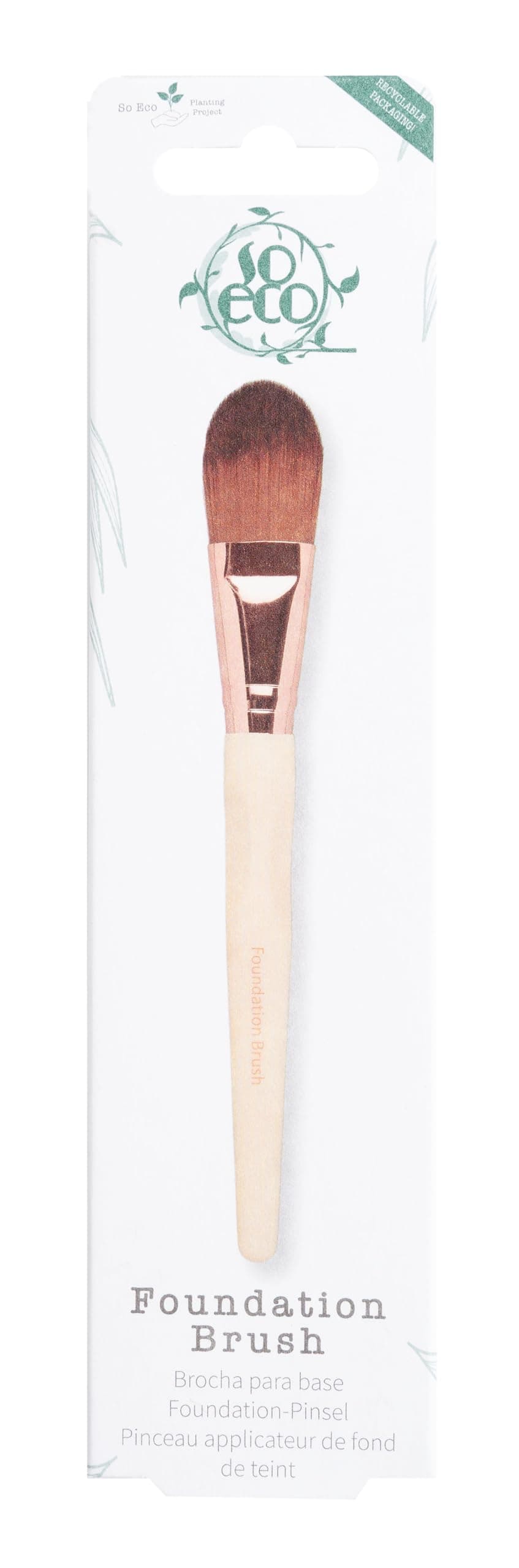 Foundation Brush - Flat Vegan Makeup Brush for Liquid & Cream Foundation, Soft Synthetic Bristles, Bamboo Handle, Cruelty-Free Beauty Tool