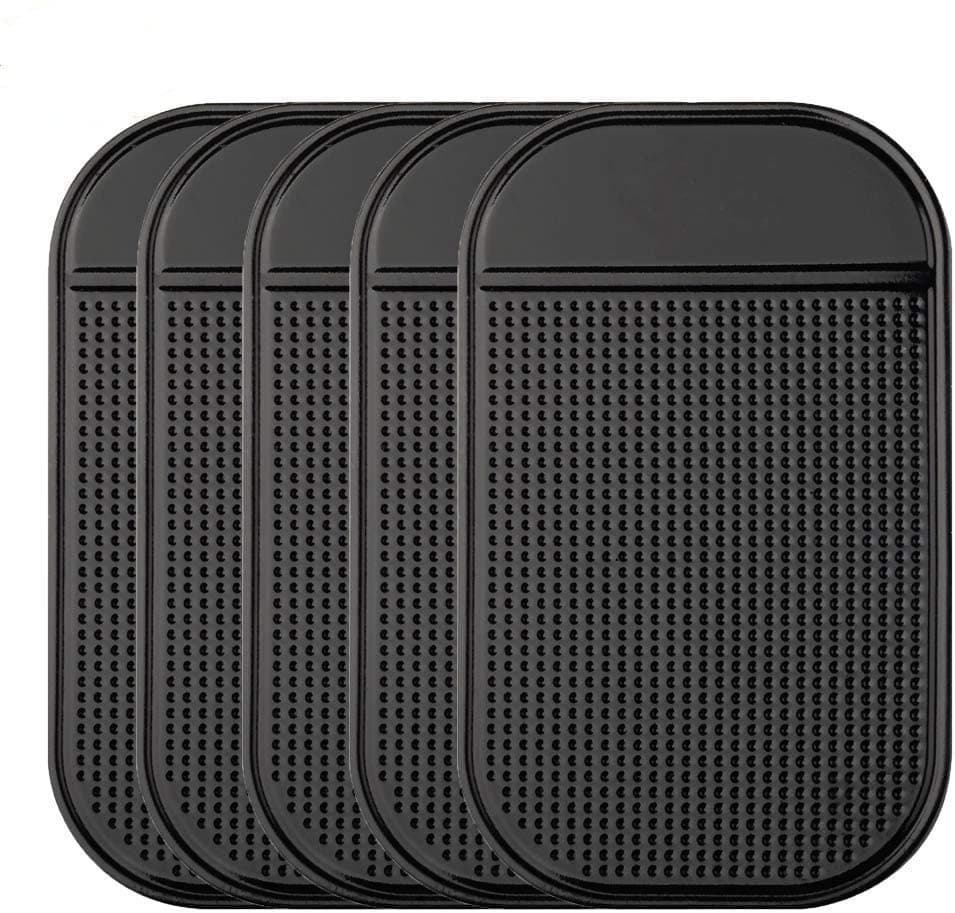 Car Dashboard Non Slip Mat, 5-Pack Anti-Slide Sticky Extra-Thick Dash Pad for Radar Detector, Cell Phone, Keys, Glass, Mirrors, Metal, GPS, Coins