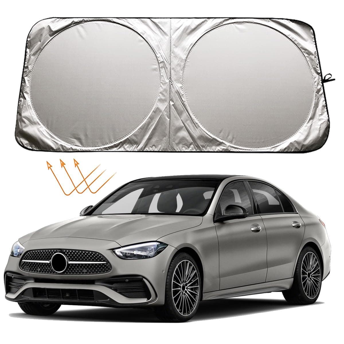 XHRING Windshield Sun Shade for Mercedes Benz C C300 A B E E350 GLA GLB 250 CLA CLK Class Accessories, Car Front Window Sunshade Sun Visor Shield for Mercedes Benz Maybach GLS600 GLA250