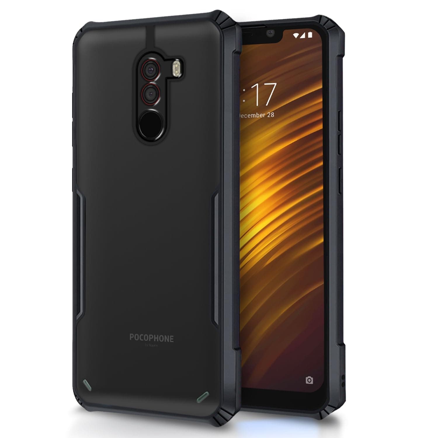 - Pikkme Mi Poco F1 Back Cover Crystal Clear Transparent Back Ultra Hyrbid Full Camera Protection Raised Edge with 360 Degree Protection Bumper Back Case for Mi Poco F1 (Plastic, Black)