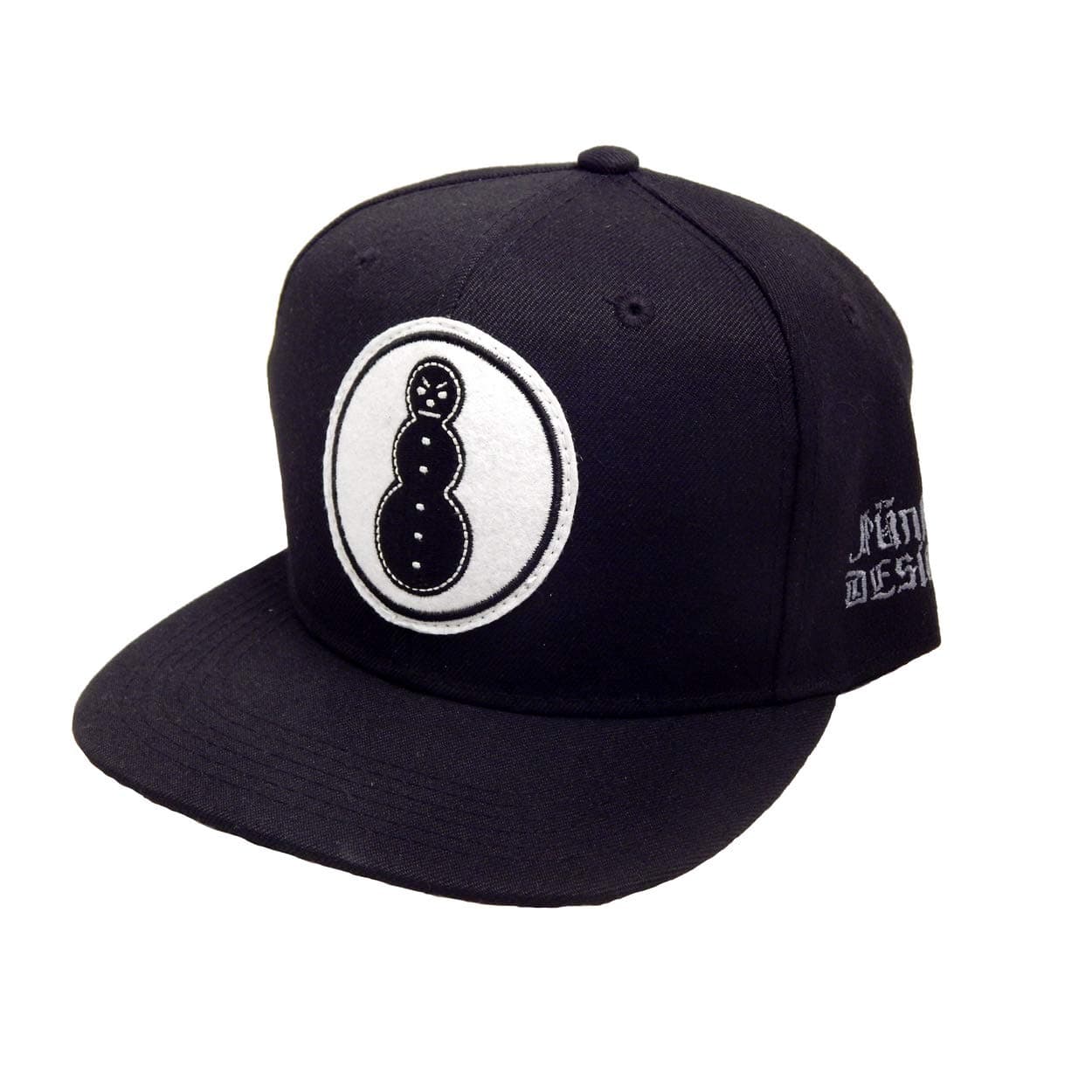 "Snowman Flat Billed Hat in Black