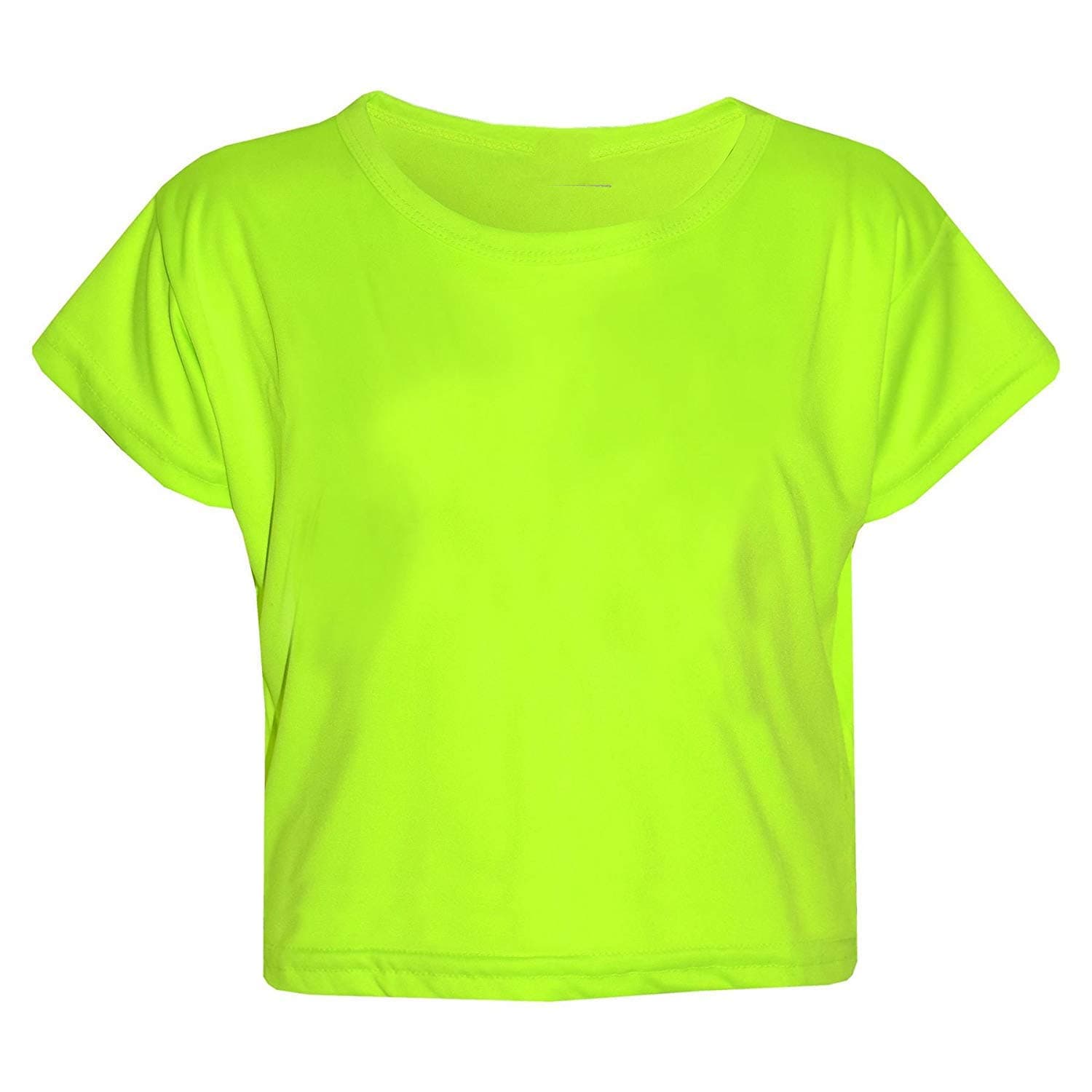 Loxdonz Girls Basic Dance Crop Top Kids Plain Short Sleeve Crop T-Shirt Tees Top