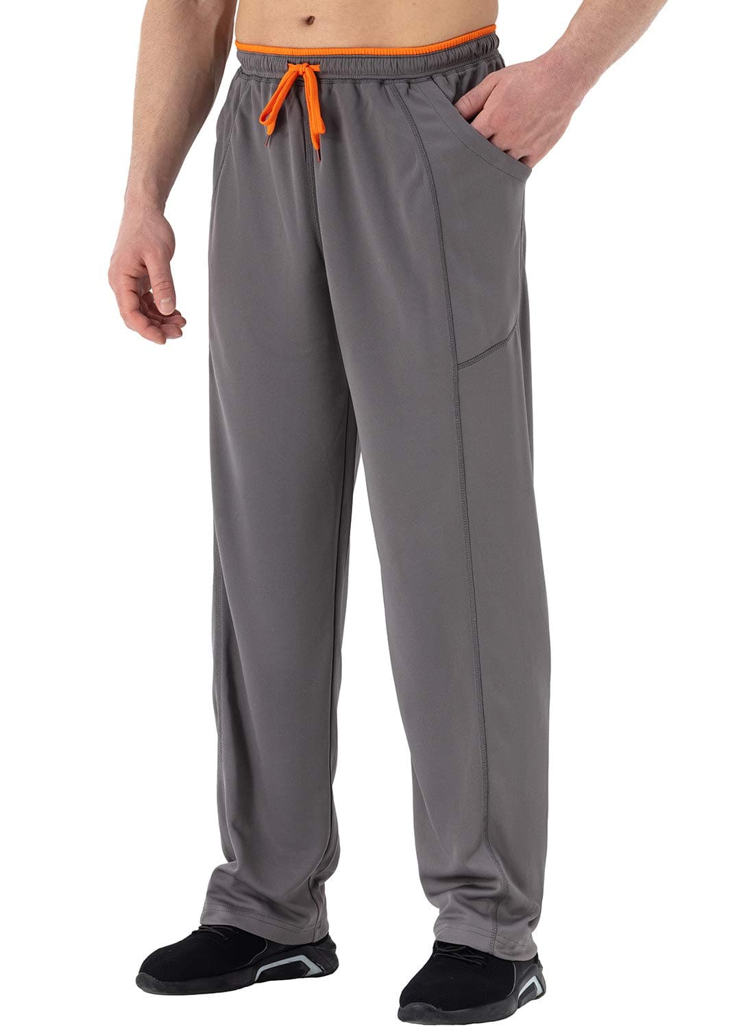 Men's Yoga Sweatpants Open Bottom Quick Dry Joggers Running Casual Loose Fit Athletic Pants with Pockets