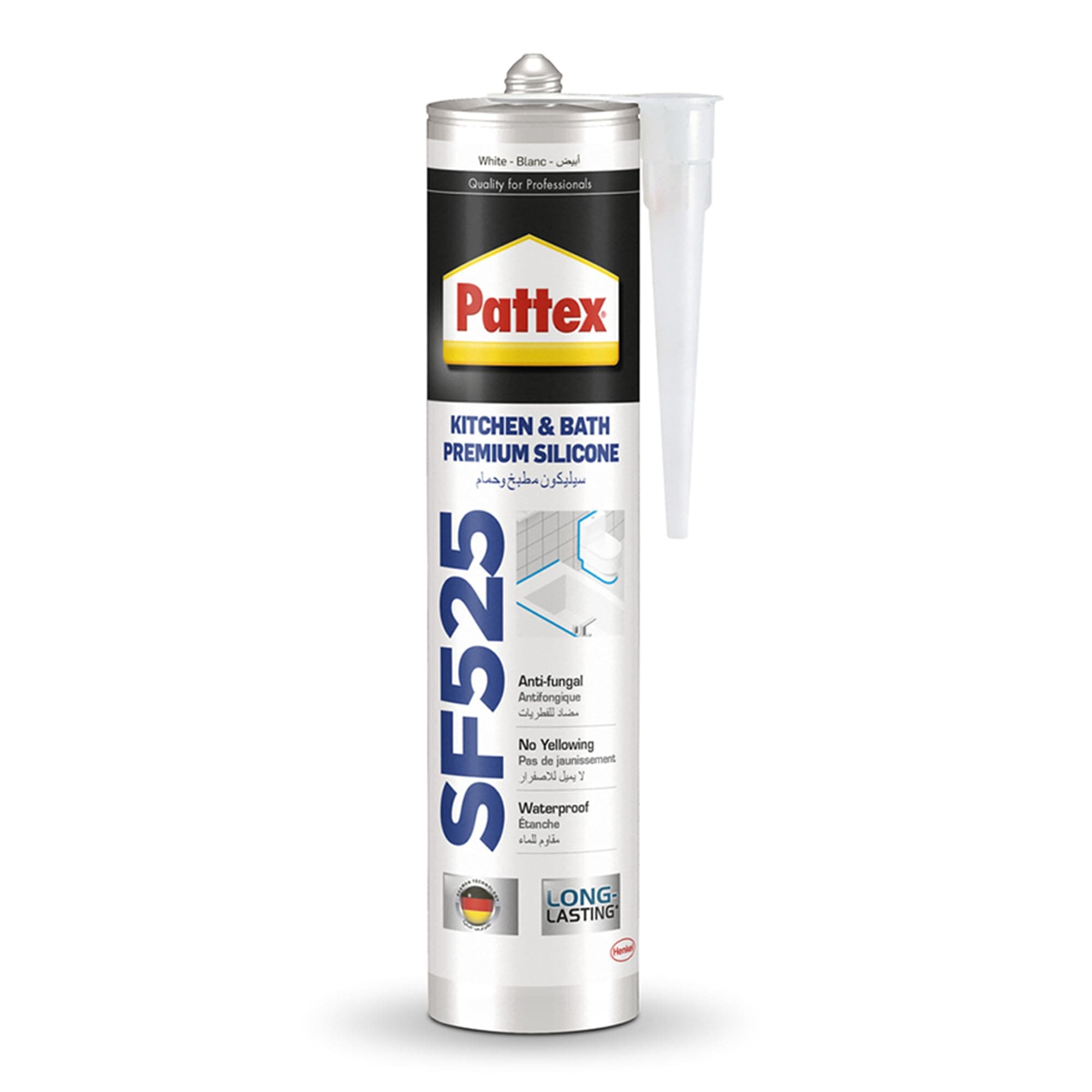 Sf525 Kitchen & Bath Premium Silicone Sealant, Mildew Resistant, Shower, Toilet Tile, Easy Bathroom Sealant, 1X280ML Cartridge