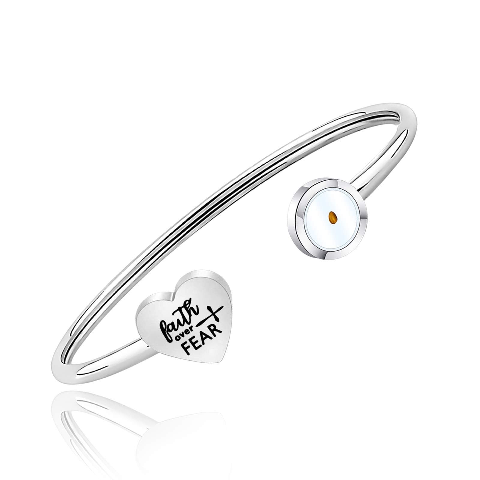 FAADBUKChristian Mustard Seed Bracelet Christian Gifts Faith Over Fear Mustard Seed Jewelry Bracelet Religious Inspirational Gift for Women Girls