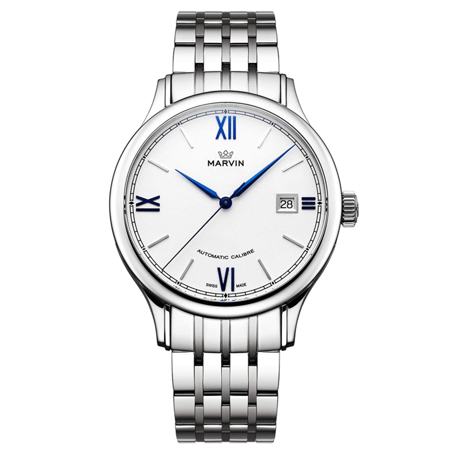 Swiss Made Marvin Automatic Men Watches with 38mm Stainless Steel Case and Stainless Steel Bracelet