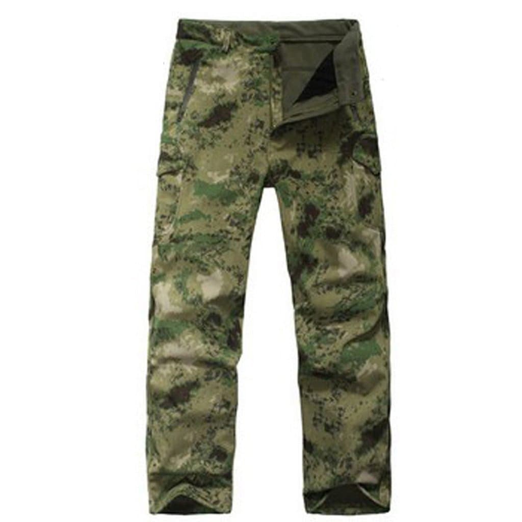 Men's Military Tactical Hunting Pants Fleece Softshell Trousers Ruins Green XL