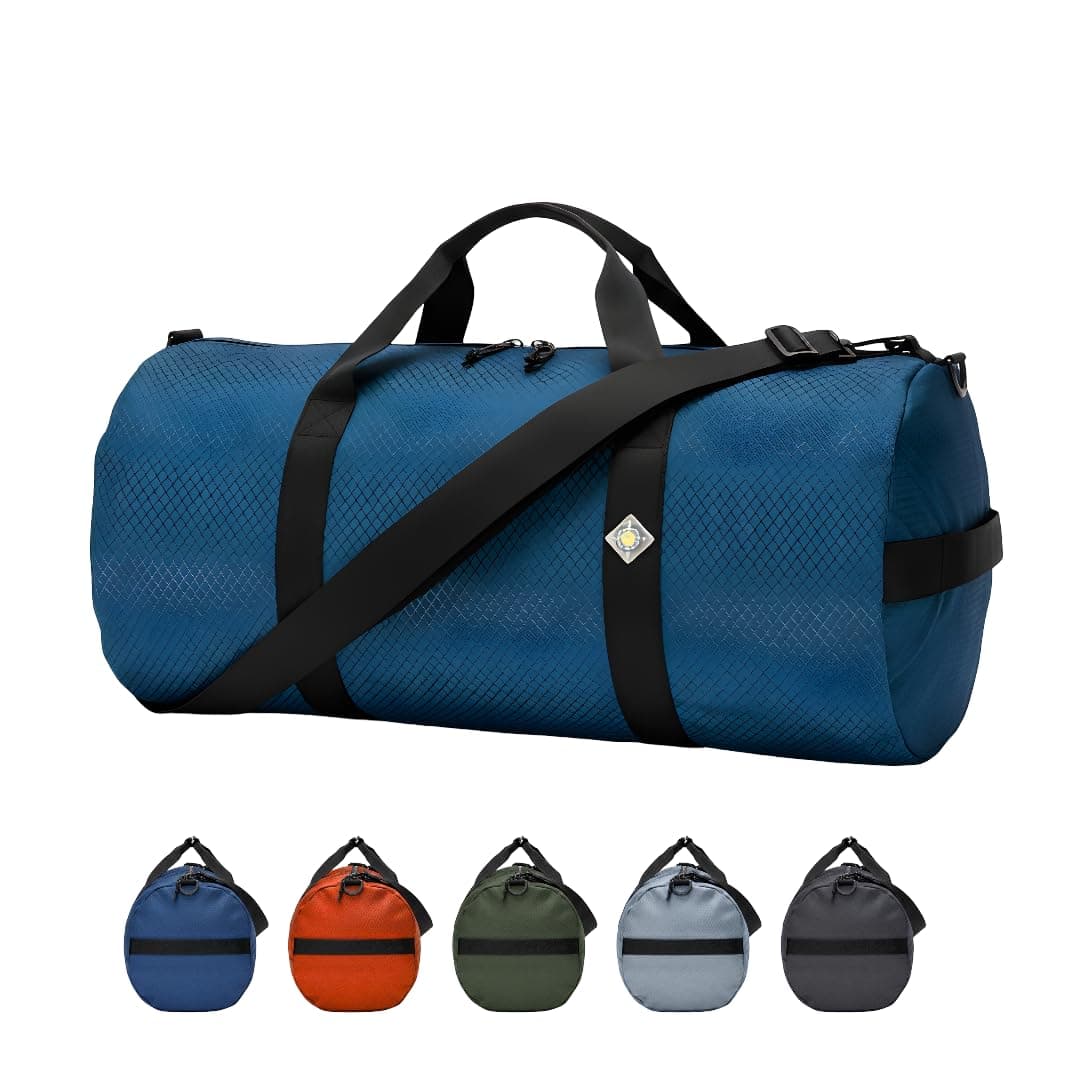 NorthStarSports Diamond Ripstop Large Duffle Bags, Ultra Tough & Tear Resistant, Reinforced Stitching, Weatherproof, Packable Foldable Duffle Bag for Traveling (12" x 24", 44L, Blue)