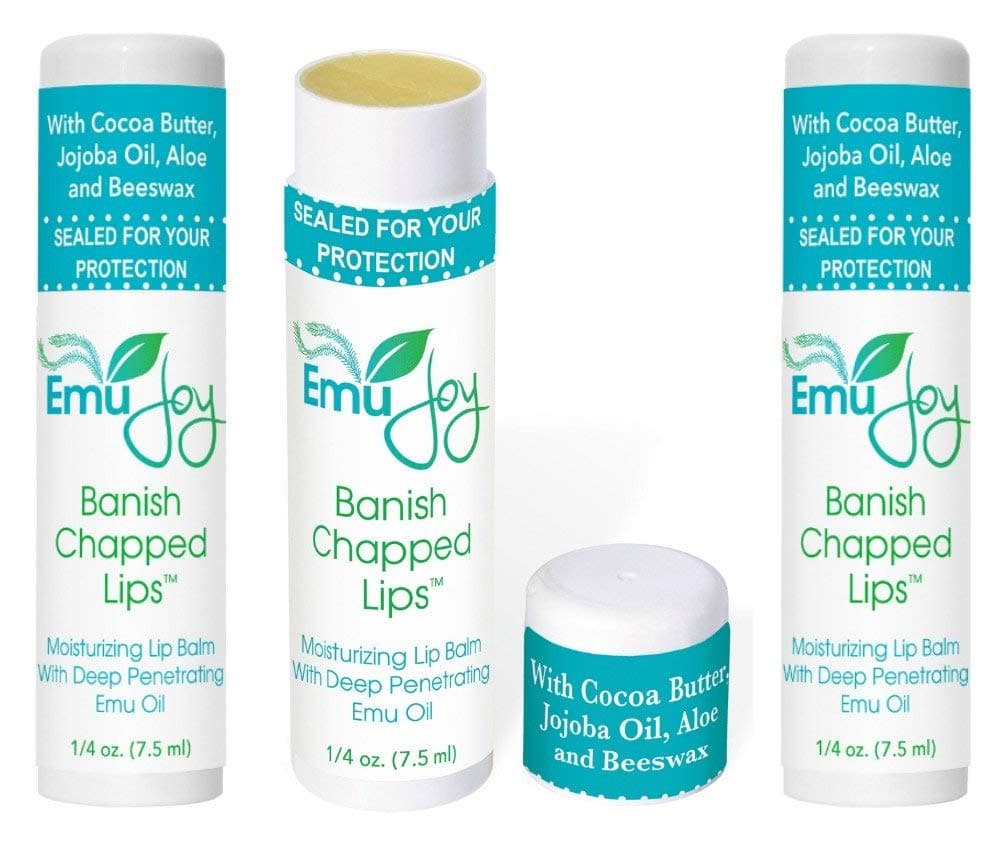 Natural and Organic Emu Oil Lip Balm Hydrating, Pocket-Size Unflavored & Unscented Lip Balm with Emu Oil - Best for Severely Chapped Lips