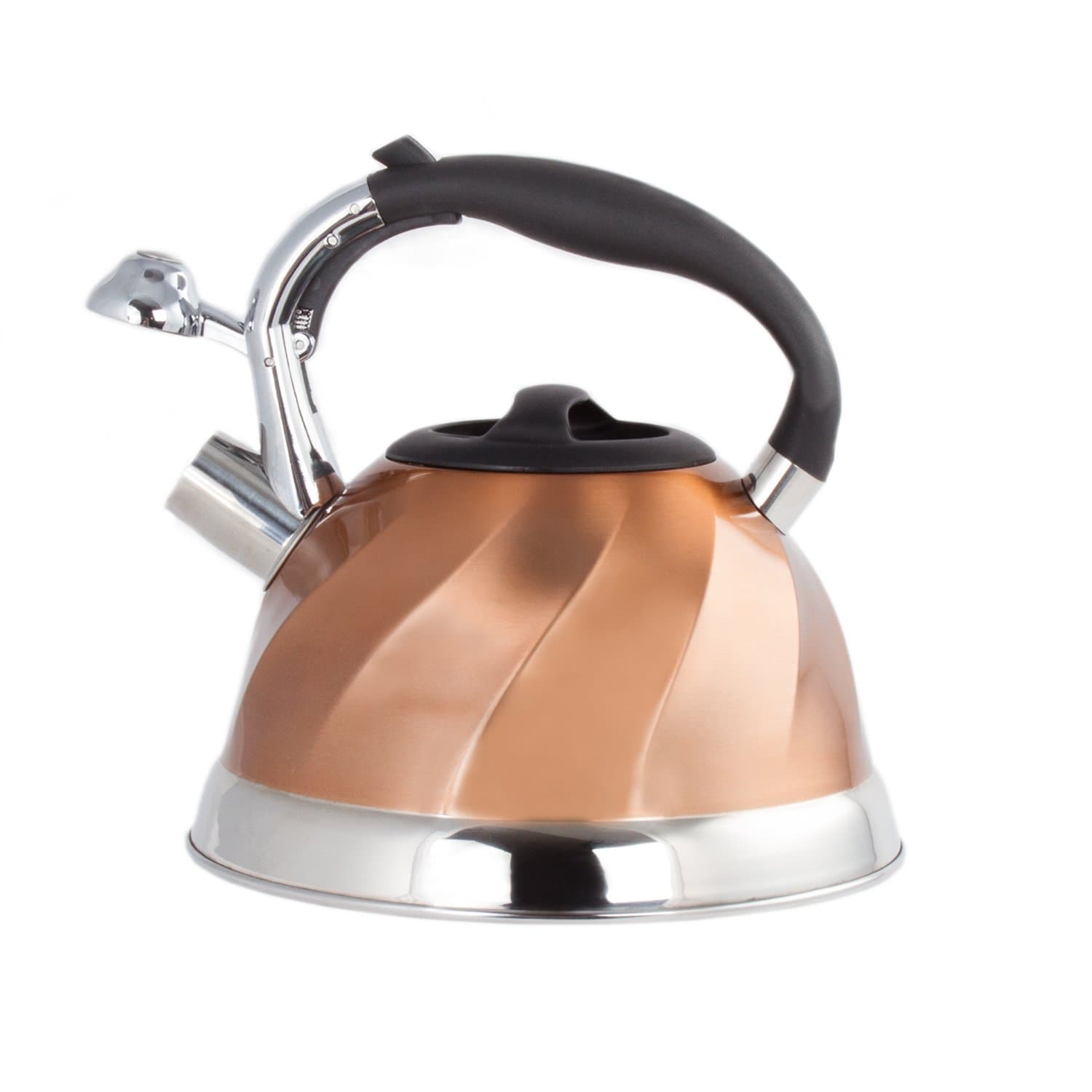 Imperial Home Whistling Tea Kettle Stainless Steel Copper Tea Kettle. 3 Qt Encapsulated Bottom Stylish Modern Design Classic Tea Kettle
