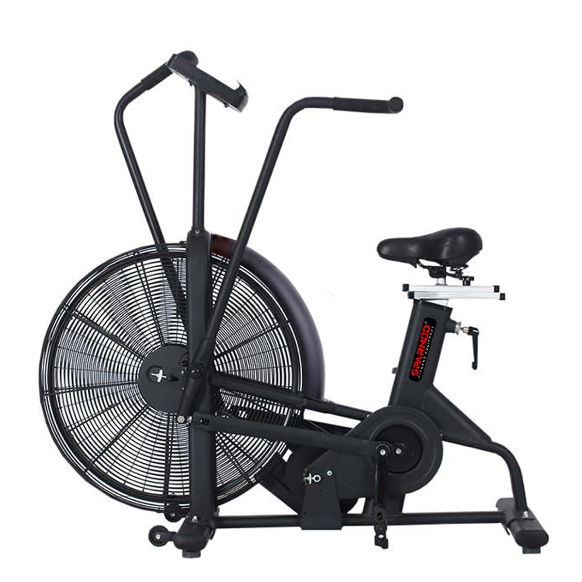 SPARNOD FITNESS SAB 09 Commercial Air Bike Exercise Cycle with Moving Handle, adjustable seat and Air Resistance System for Cardio Training and Workout at Home Free Installation Service, Black