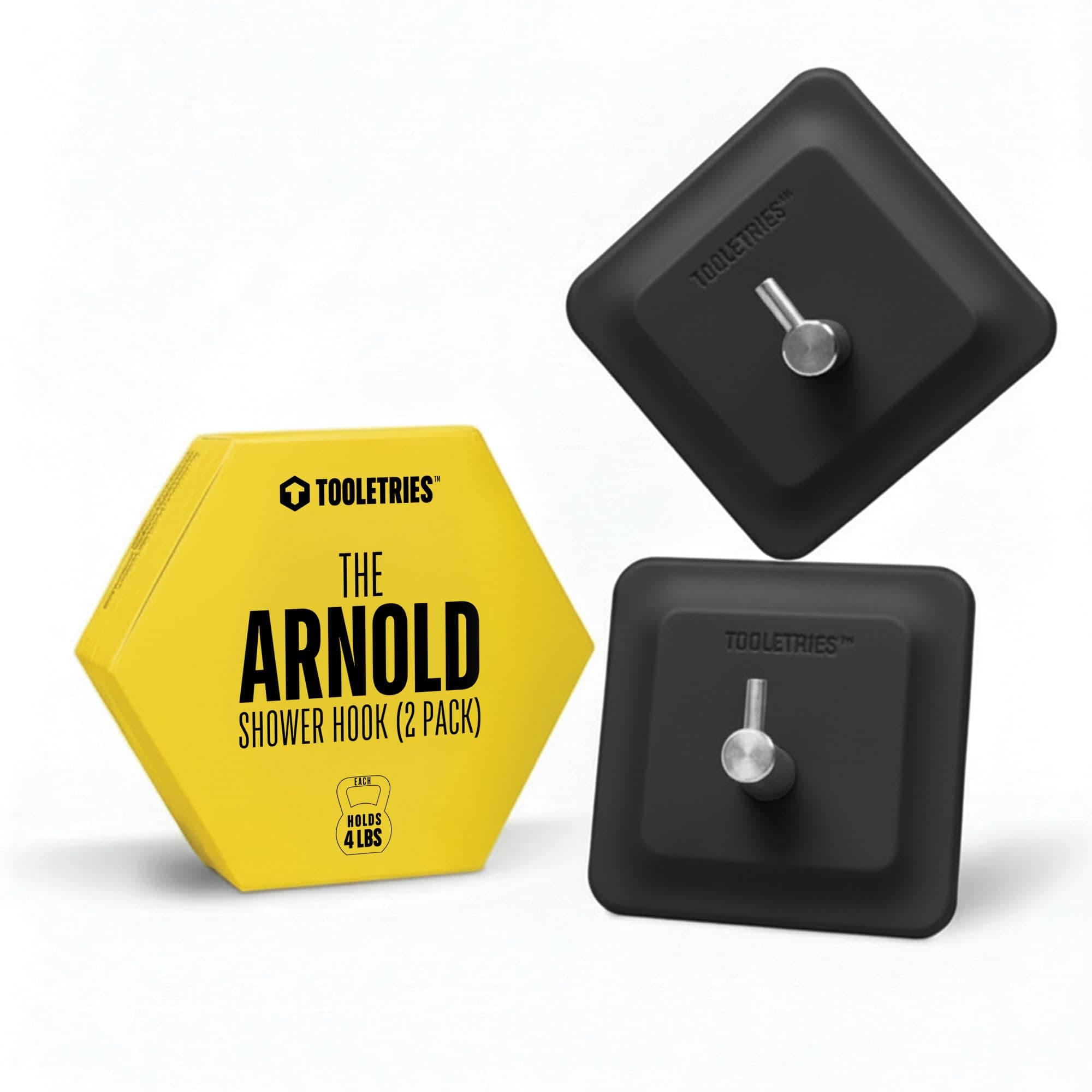 TOOLETRIES Arnold Silicone Shower Hook 2 Pack - Toiletries Organizer, Silicone Hooks, Removable & Reusable Shower Accessories - Charcoal