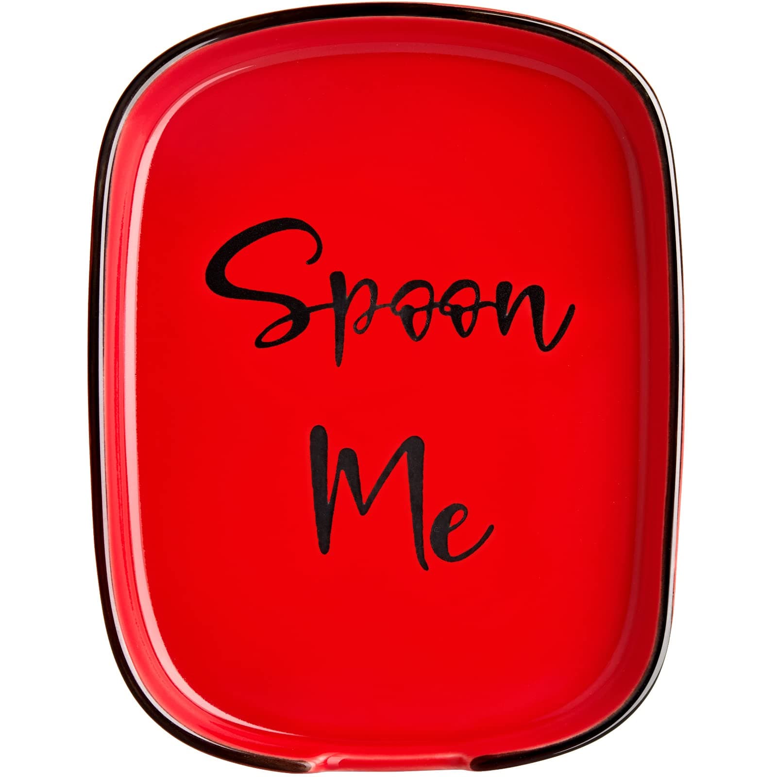 Ceramic Spoon Rest for Stove Top, DAYYET Large Spoon Holder, Spoon Rest for Kitchen Counter, Heat-Resistant Cooking Utensil Rest, Red Kitchen Decor and Accessories