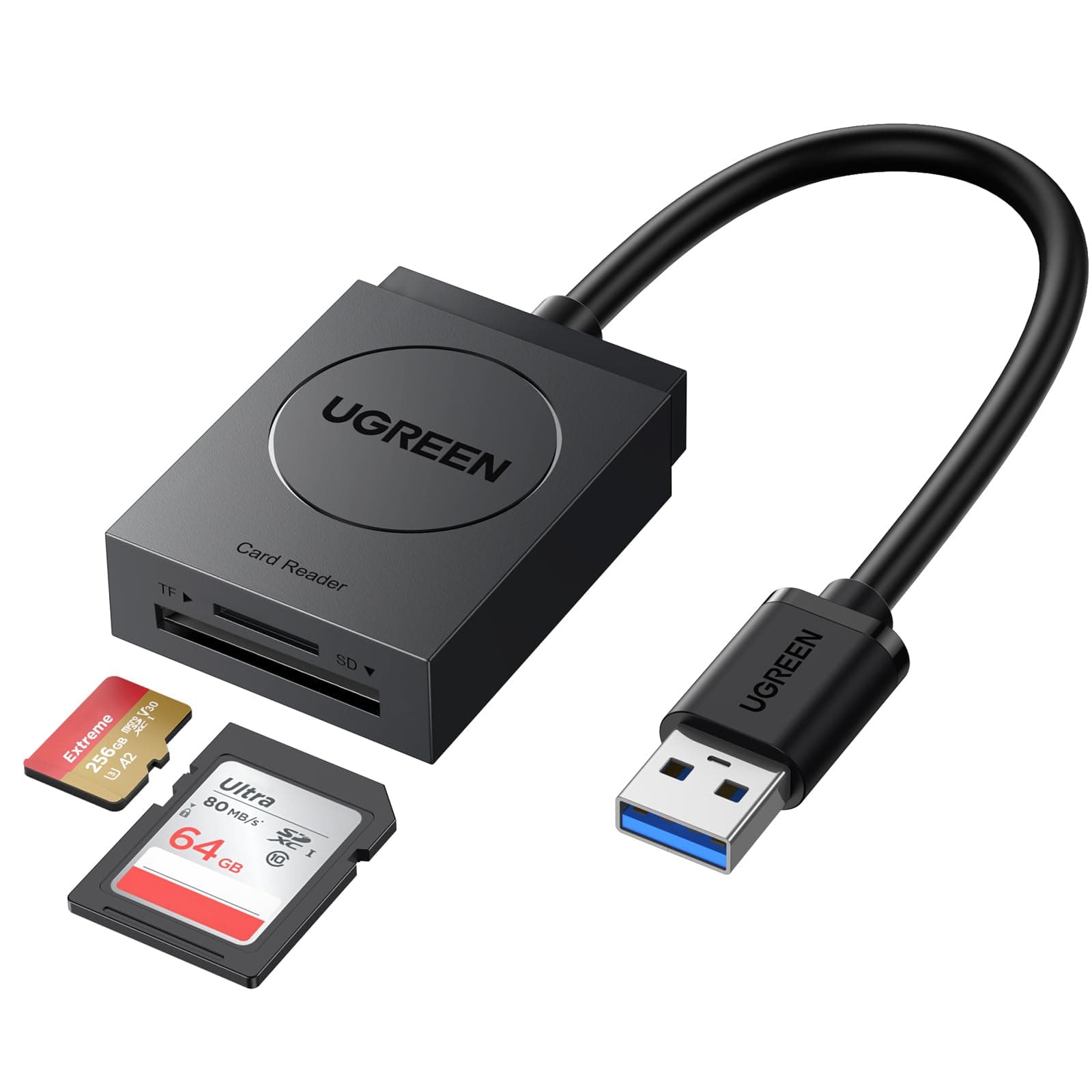 USB 3.0 Card Reader with 2 in 1 Cable