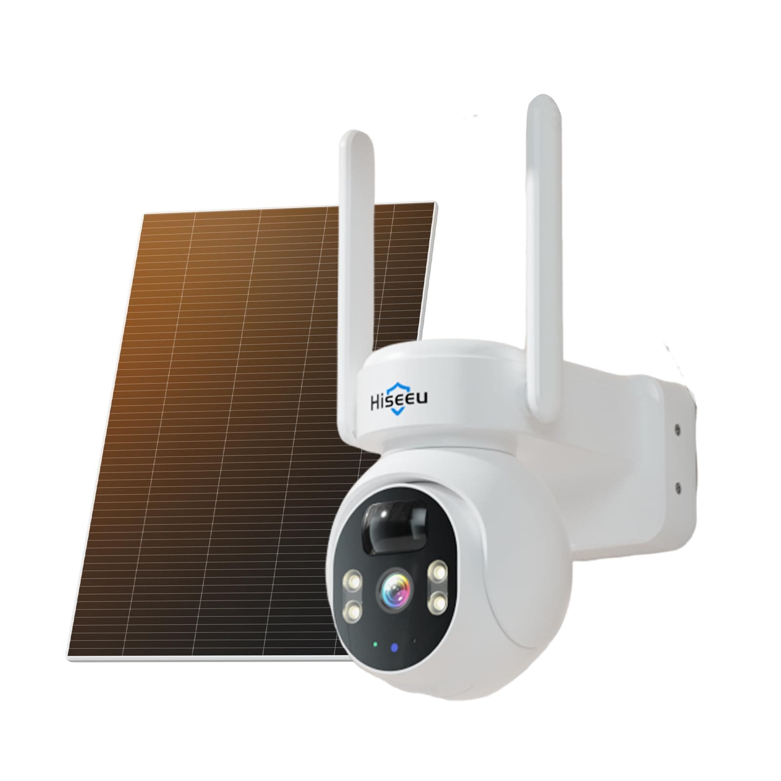 Hiseeu Solar Camera Outdoor, 4MP Wireless Battery Camera, PTZ 360° View, PIR Motion Detection, Color Night Vision, IP66, 2-Way Audio, 2.4G WiFi, No Monthly Fee