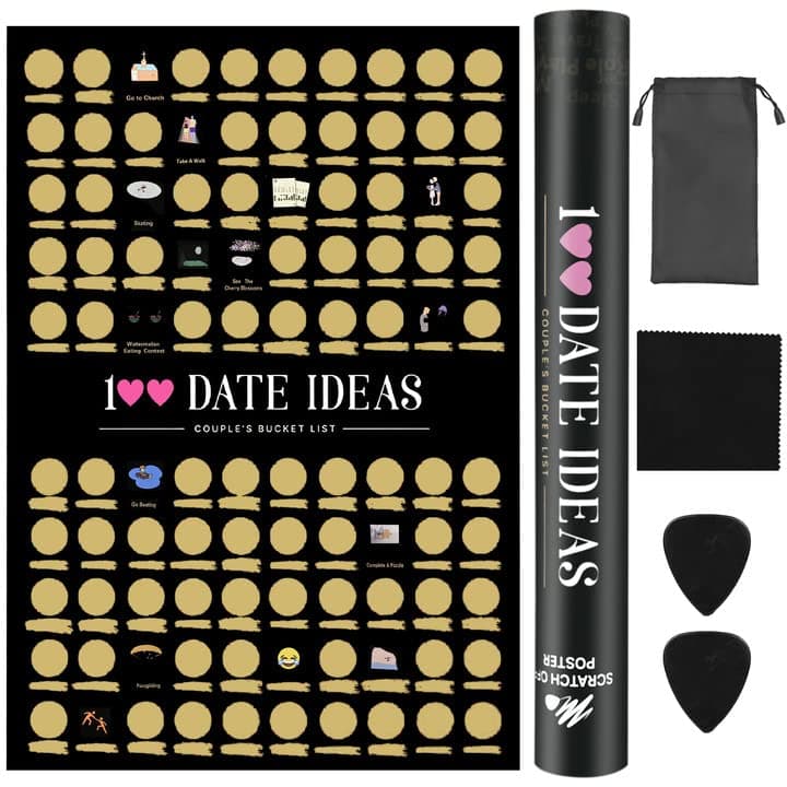 Joyseedi 100 Dates Scratch off Poster Ideas Gifts Couples, Valentines for Boyfriends Cute Gifts, His and hers Date Couples Personalised Him (Dates Gifts)