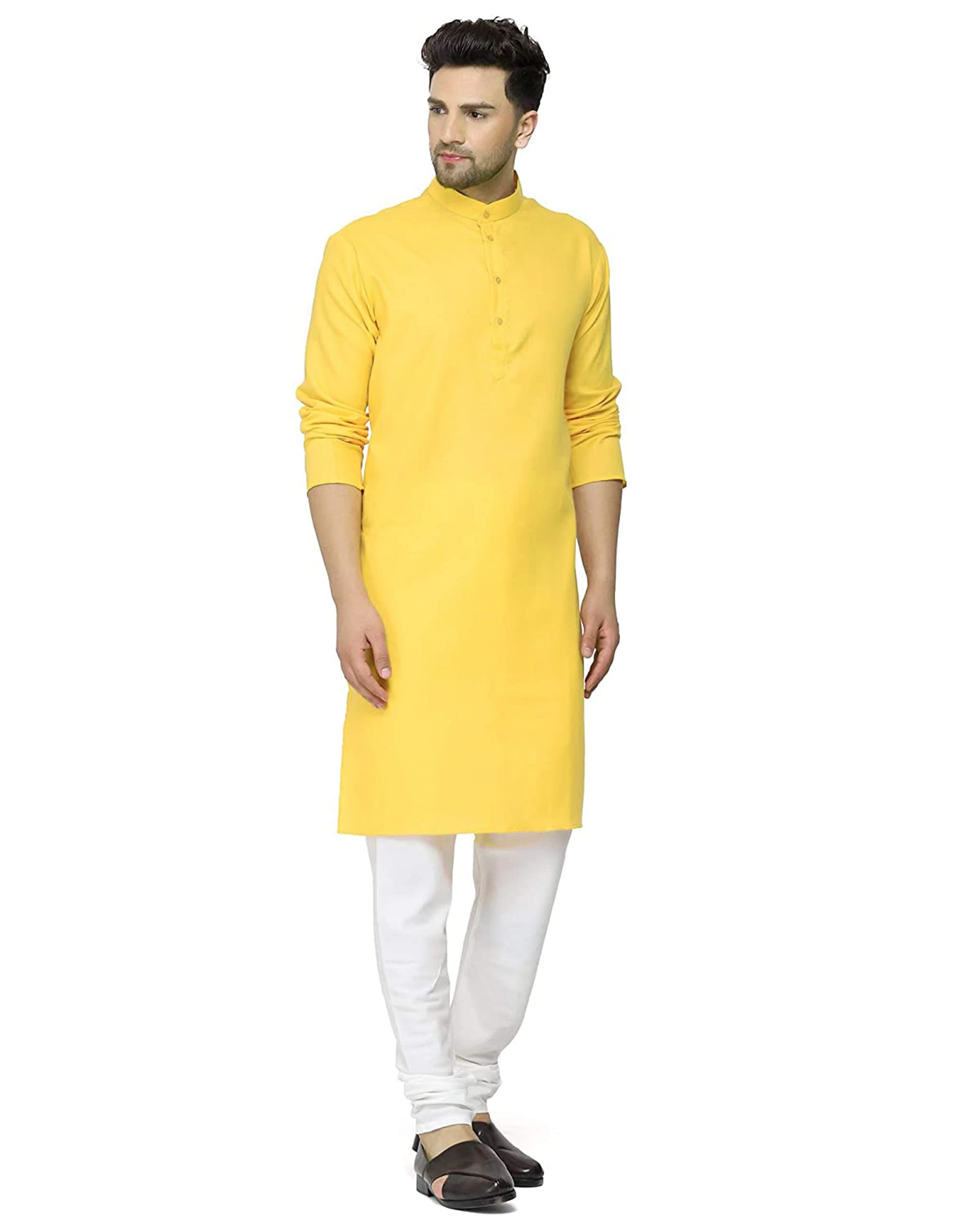 Gauri Laxmi EnterpriseGaurilaxmi Enterprise Men's Solid Straight Kurta Pyjama Set (Full Pair_Cotton Blend) (32