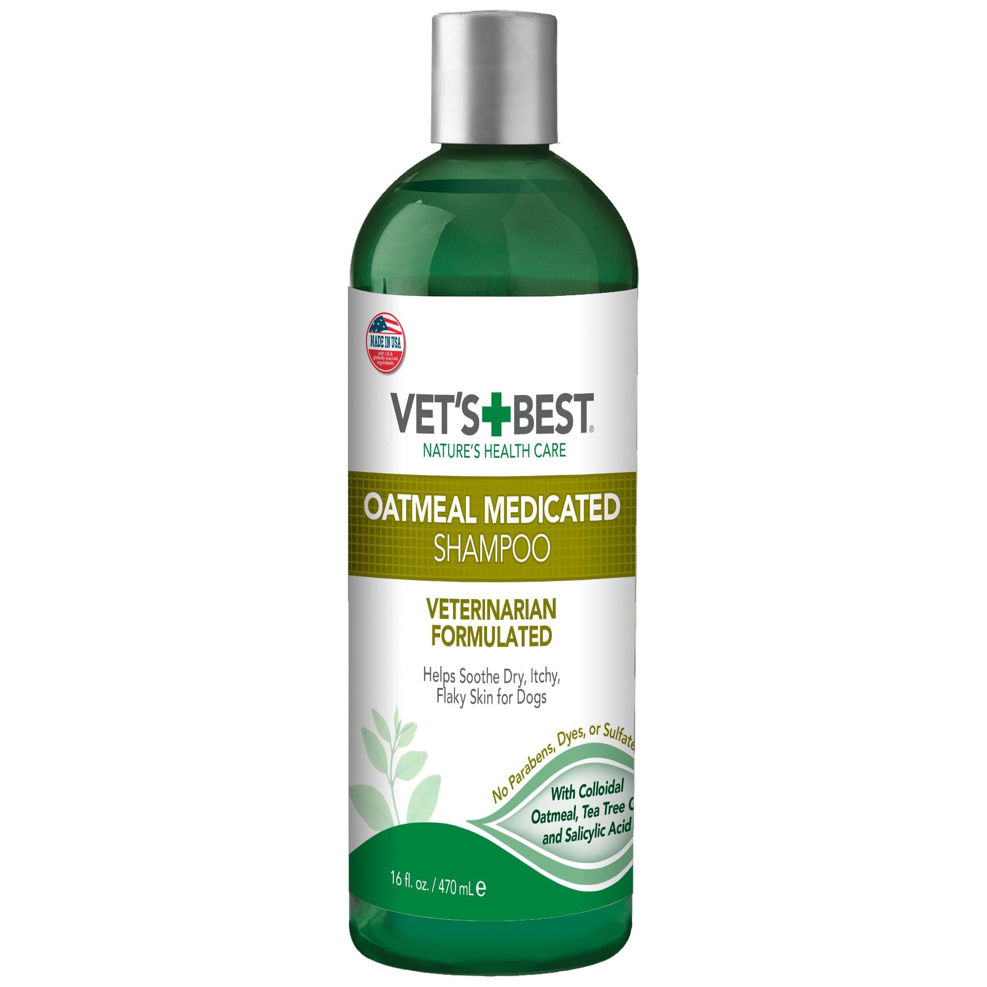 Medicated Oatmeal Shampoo for Dogs, Soothes Dry Itchy Skin, Moisturizes & Conditions Coat, Aloe Vera, Tea Tree Oil & Vitamin B5 Formula, Dog Dandruff & Sensitive Skin Relief, 16 oz