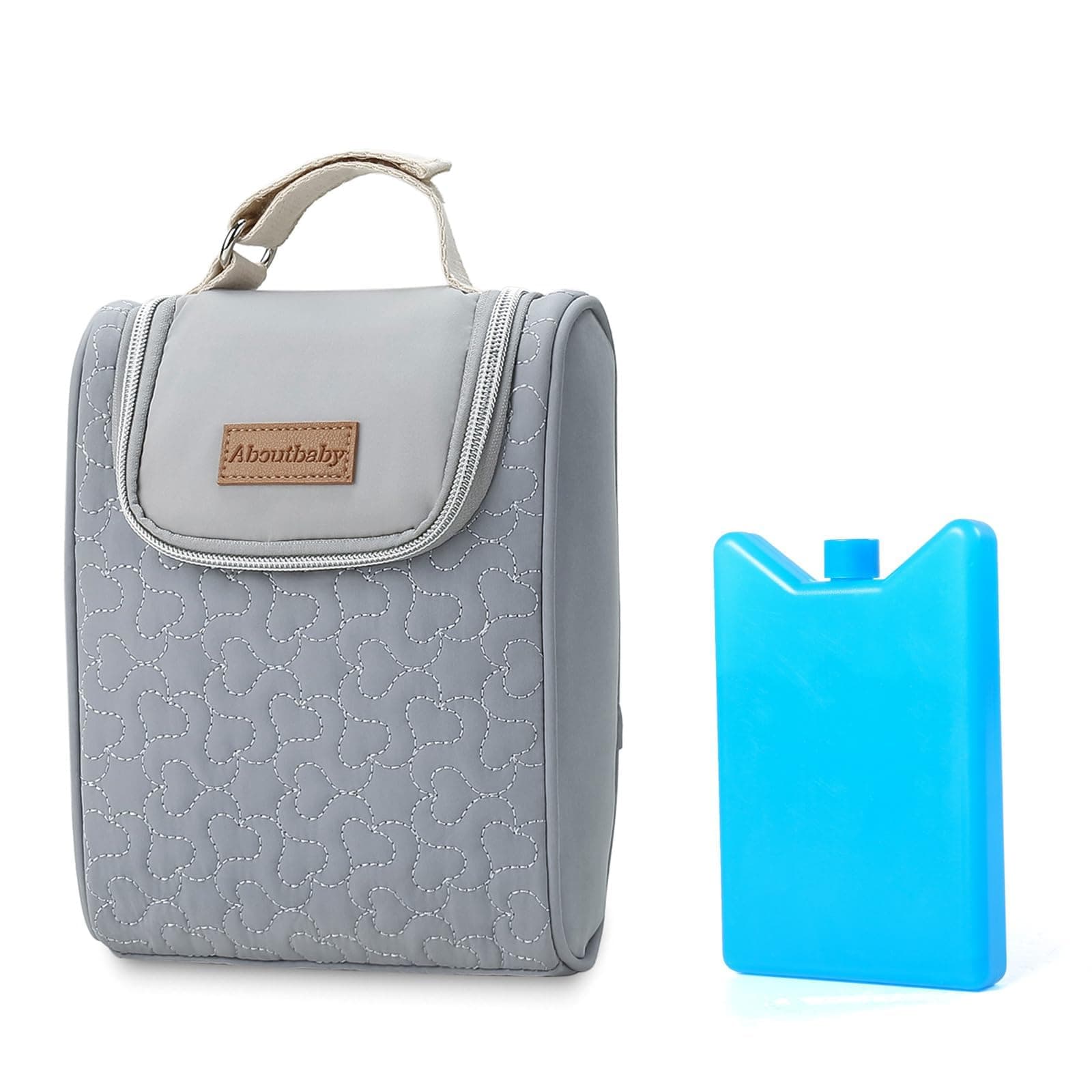 Baby Cooler Bag Breast Milk Tote Bag, Fits 2 Bottles Up To 9 Ounce Insulated Bottle For Working Mom Nursing Daycare Outdoor, Gift New (Grey)