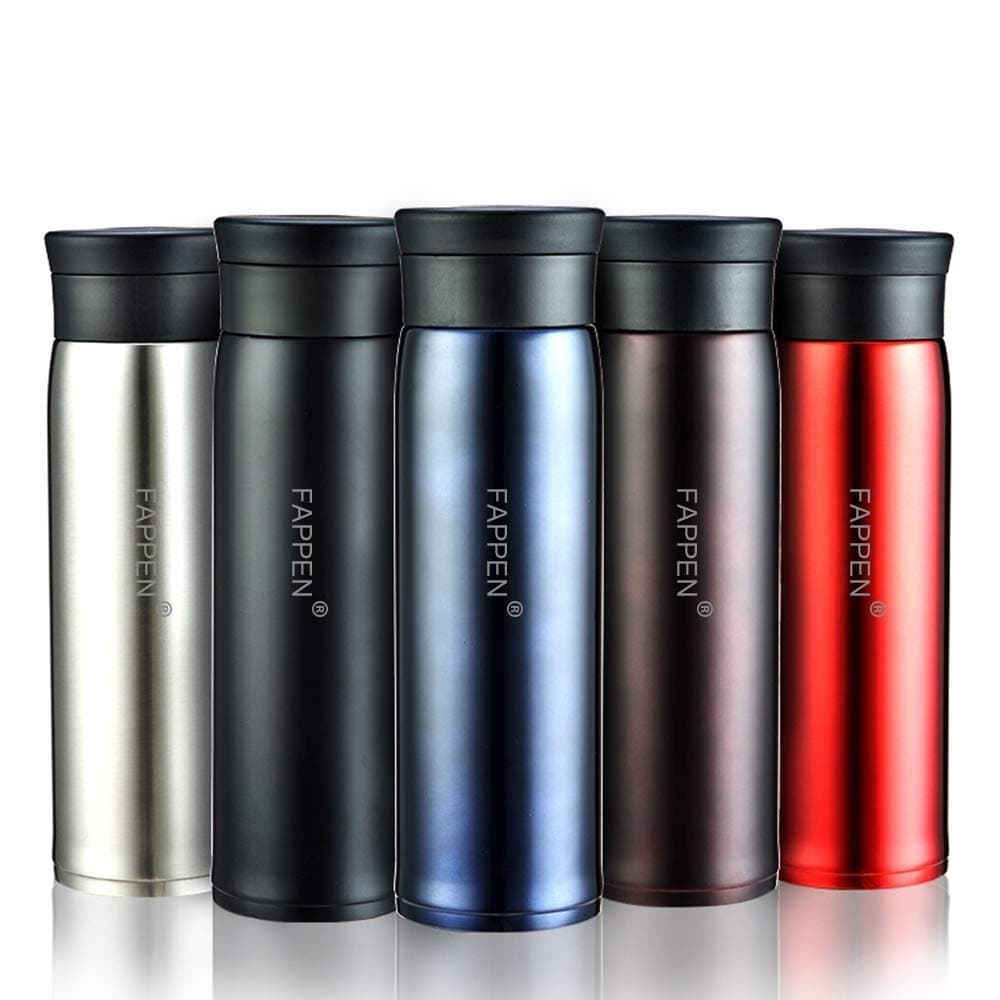 FAPPEN Stainless Steel Cup Insulated Water Bottle,Double Walled Vacuum Flask Thermo |Double Walled Vacuum Insulated Travel Coffee Mug, Sports Water Bottle,Black 450ml