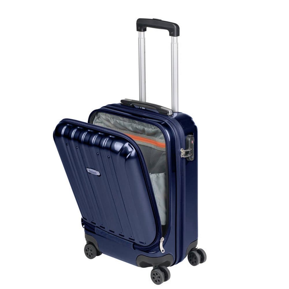 SULEMA Cabin Suitcase R1268GR Hand Luggage 53cm Light Rigid ABS with 4 Wheels and Double Pocket (Blue)