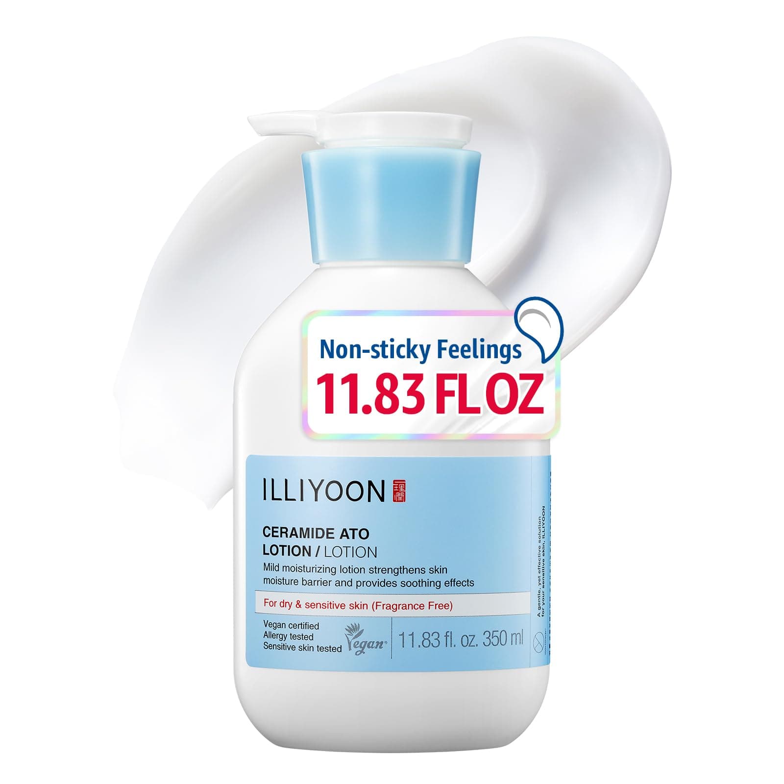 Illiyoon Ceramide Ato Lotion | Lightweight Moisturizer for Dry & Sensitive Skin, Barrier Repair for Face & Body, Mild for Babies, Vegan Certified, Korean Skin Care, 11.83 fl.oz.