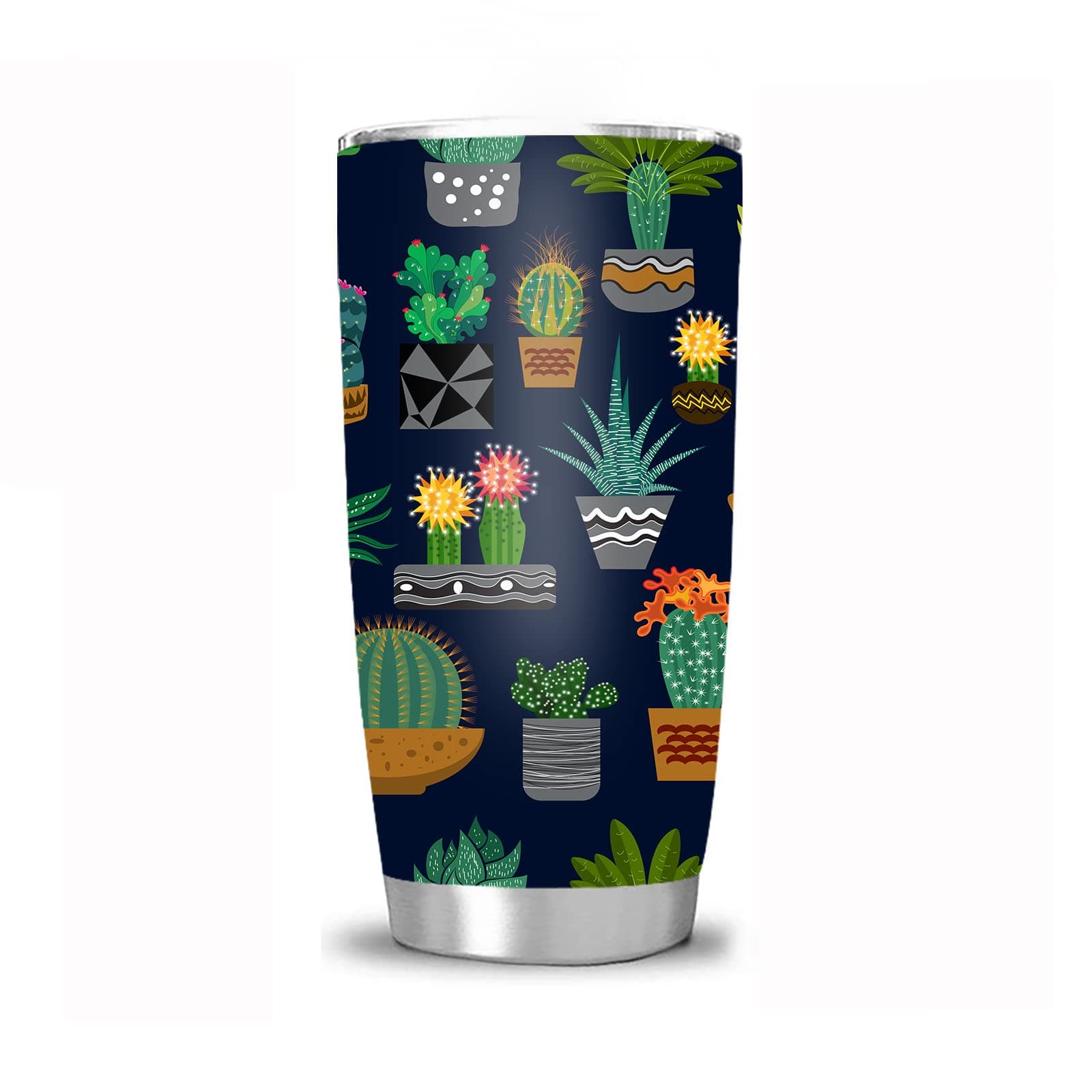 wodealmugWomen's Cactus Travel Coffee Mug Thermal Insulated Tumbler Cup With Lid 20 OZ