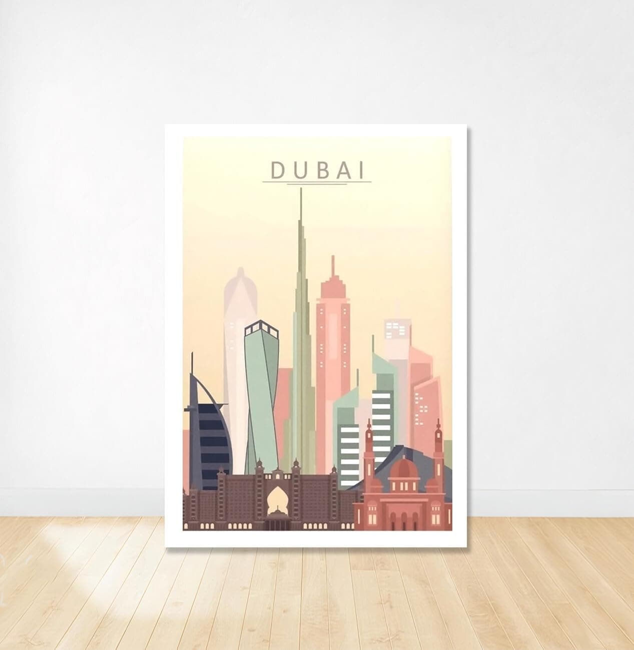 EKA Dubai Wall Art City Skyline Print Dubai Poster Cityscape Home Decor Dubai Gift & Art Print 30x40 cm (Unframed Poster)