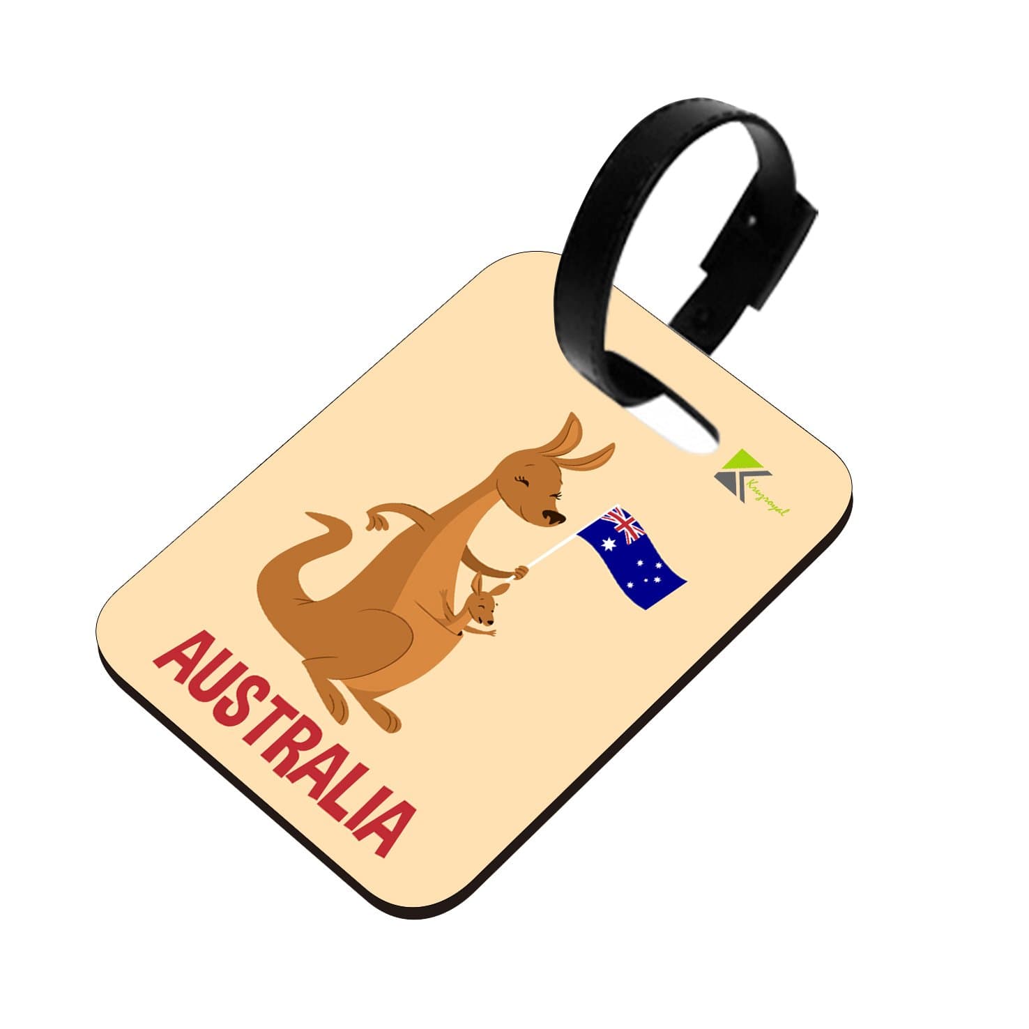 KruzroyalLT006 Australia (Kangaroo) Novelty Funny Unique Designer Gift Glossy Plastic Suitcase Luggage Tag