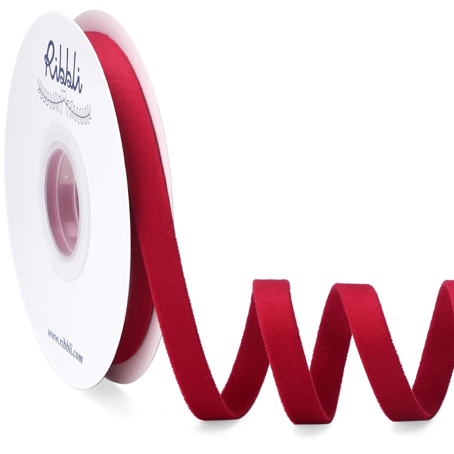 Ribbli Vintage Red Velvet Ribbon Double Faced 3/8 Inch 10-Yard Spool Red Ribbon Use for Christmas Tree Ornaments Gift Wrapping Wreath Decoration Wedding Boutonnieres