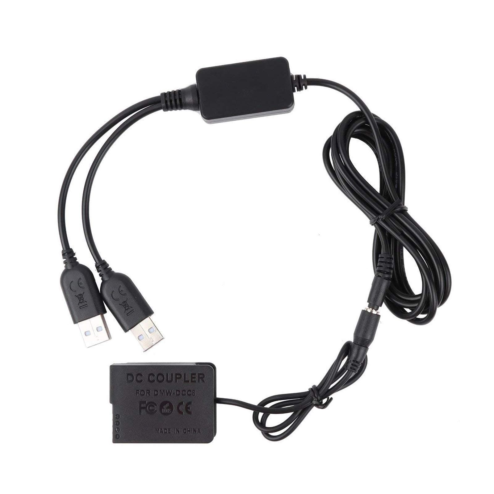 Hincore DMW-DCC8 DC Coupler (Fully Decoded) Dual USB Power Adapter DMW-AC8 Adapter Camera Charger Kit for DMW-BLC12, Panasonic Lumix DMC-FZ200, DMC-FZ1000, DMC-FZ2000, DMC-G5, DMC-G6, DMC-G7, DMC-GX8