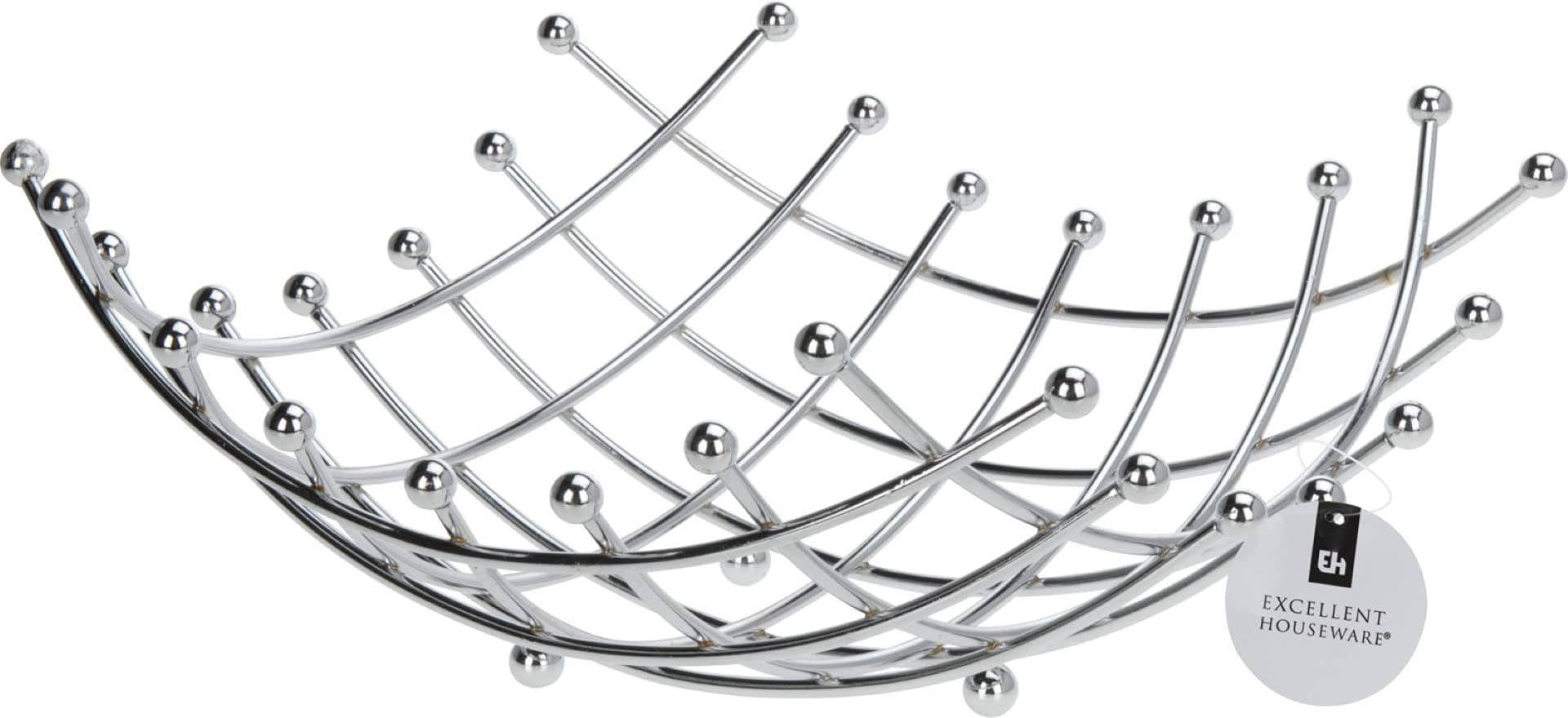 Large Square Chrome Fruit Bowl Storage Display Basket