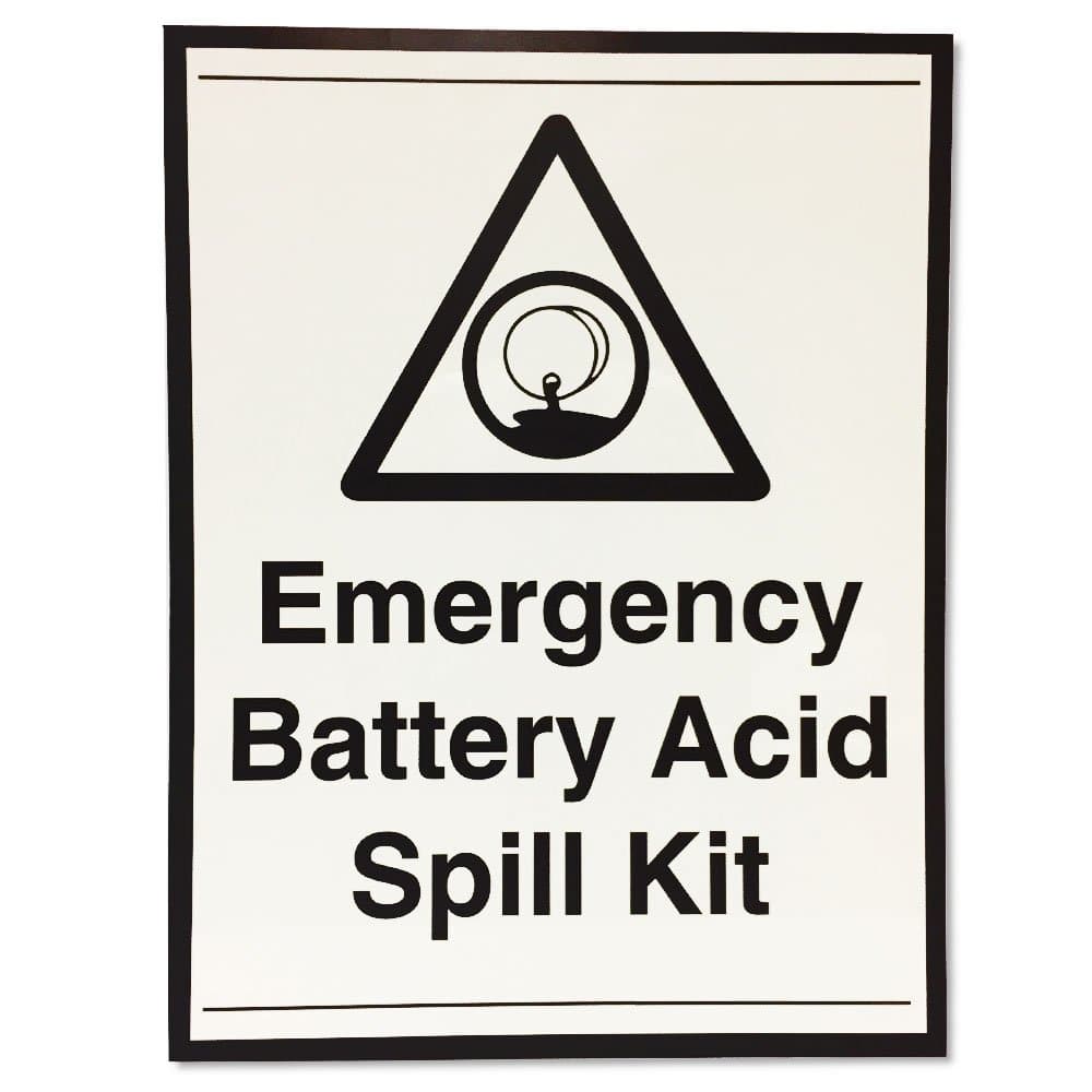 16" x 21" Emergency Battery Acid Spill Kit Sign - Glow In The Dark