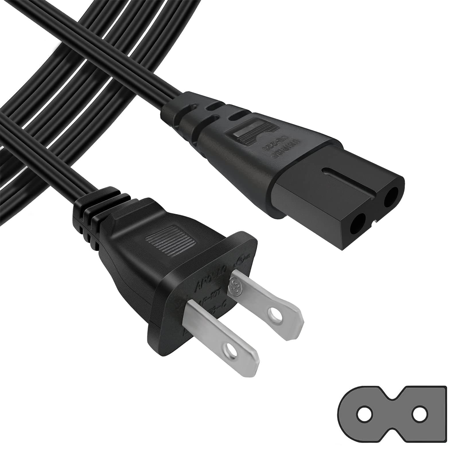 Genuine 6ft AC Sewing Machine Power Cord, Compatible with Brother, Singer, Bernina, White, Baby-Lock, Viking & Pfaff Sewing Machines