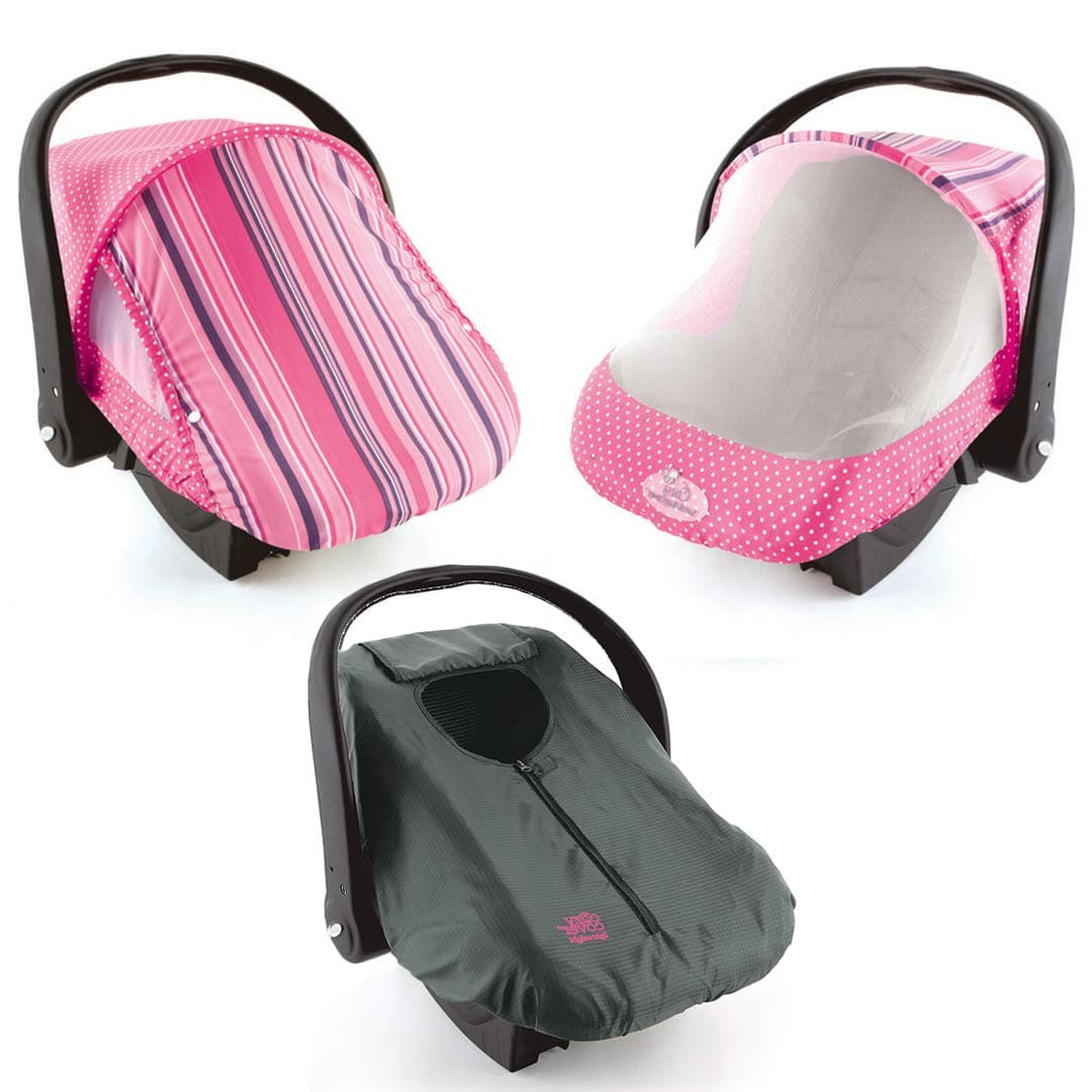 CozyBaby Combo Pack with Mesh Breathable Sun and Bug Cover and Lightweight Spring or Summer Cozy Cover with Elasticized Edge, Glacier Gray