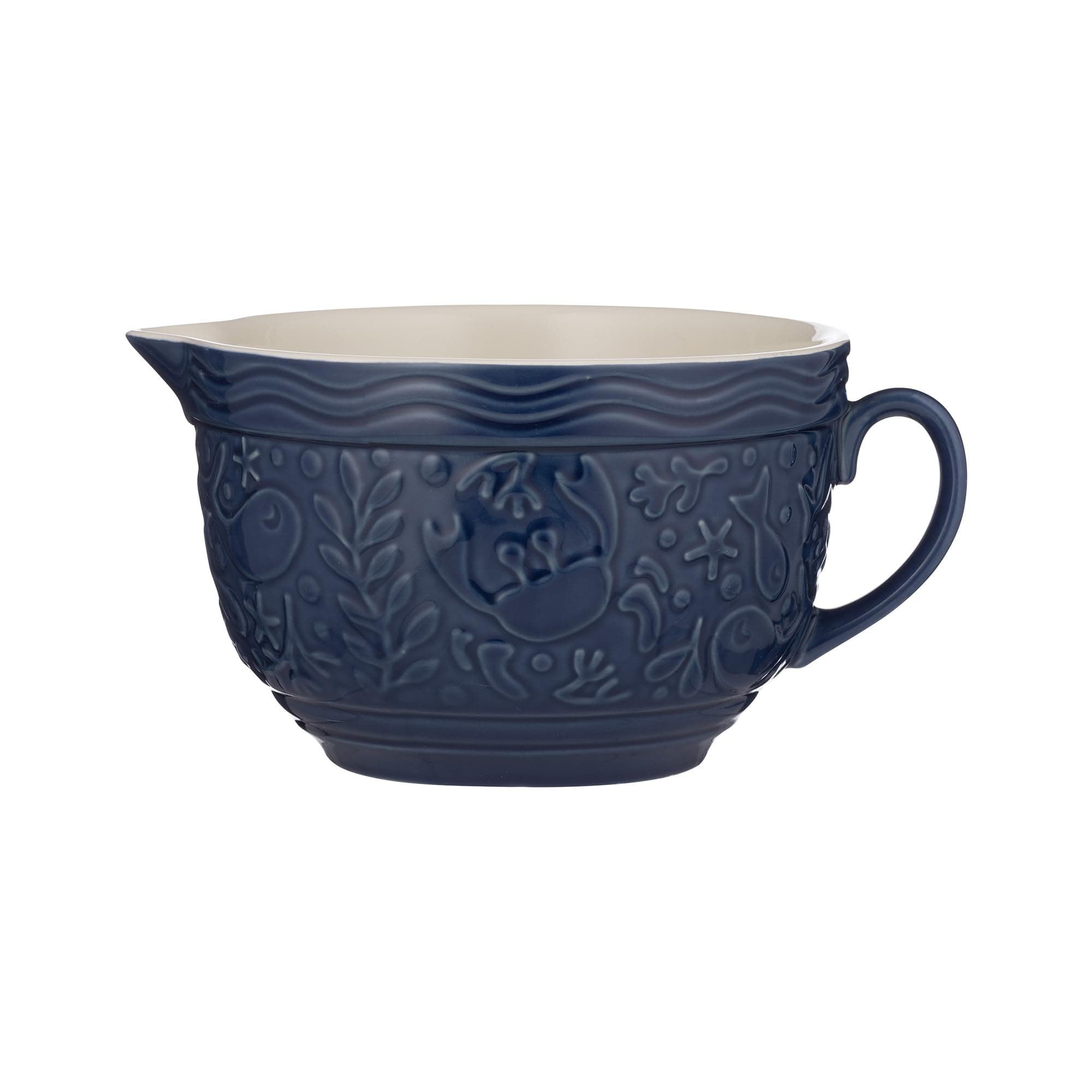 Mason Cash Nautical Batter Bowl | 1.9 Litre Capacity | Blue Stoneware Bowl with Embossed Sea Life Design | Lightweight & Dishwasher Safe | Ideal for Mixing, Whisking & Pouring Batter