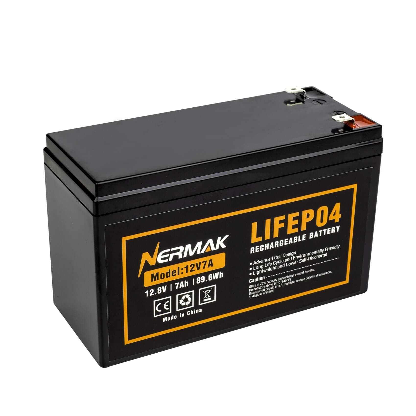12V 7Ah (7.2Ah) Lithium LiFePO4 Deep Cycle Battery, 2000+ Cycles Lithium Iron Phosphate Rechargeable Battery for Solar Powar, Lighting, Ride on Toys, Fish Finder and More, Built-in 8A BMS