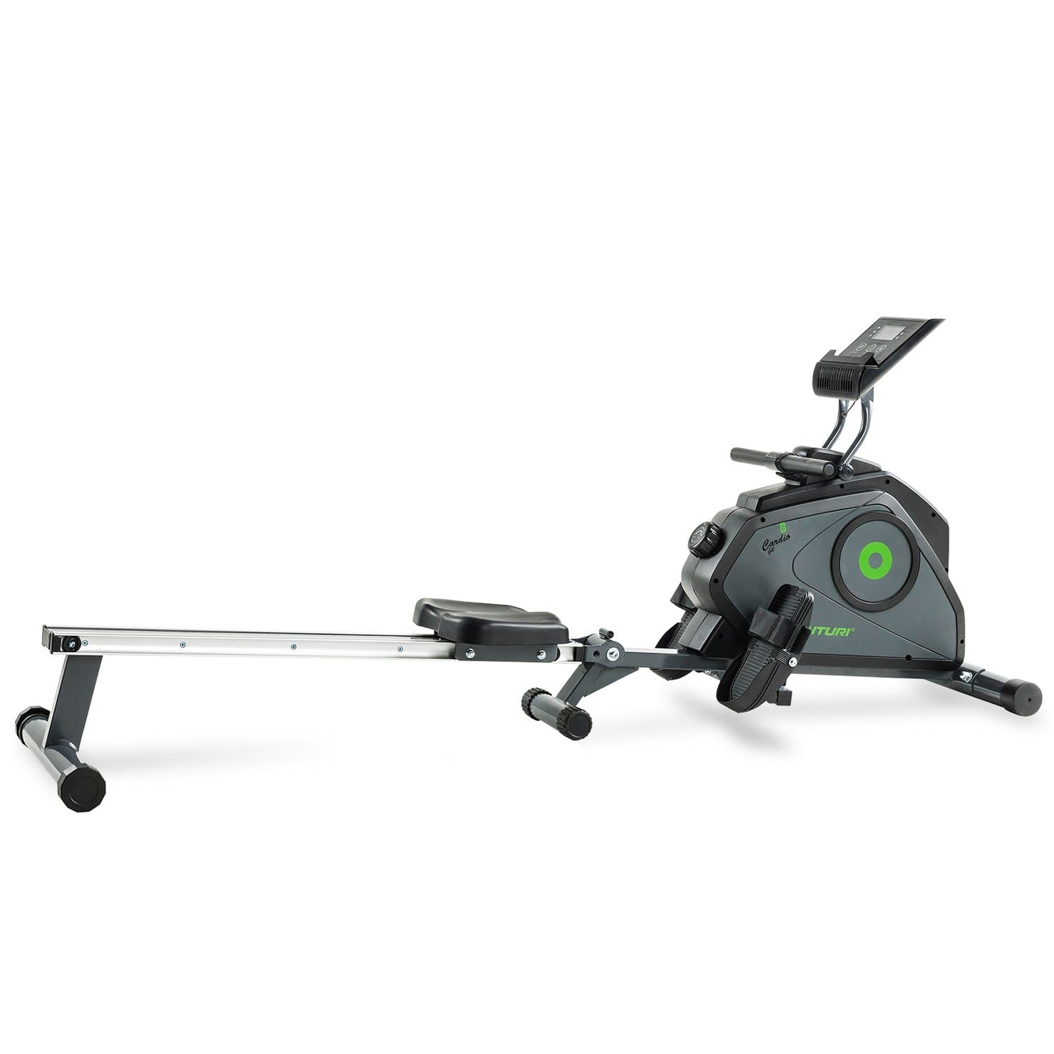 Tunturi Unisex Cardio Fit R30 Folding Rowing Machine, Dark Grey/Green