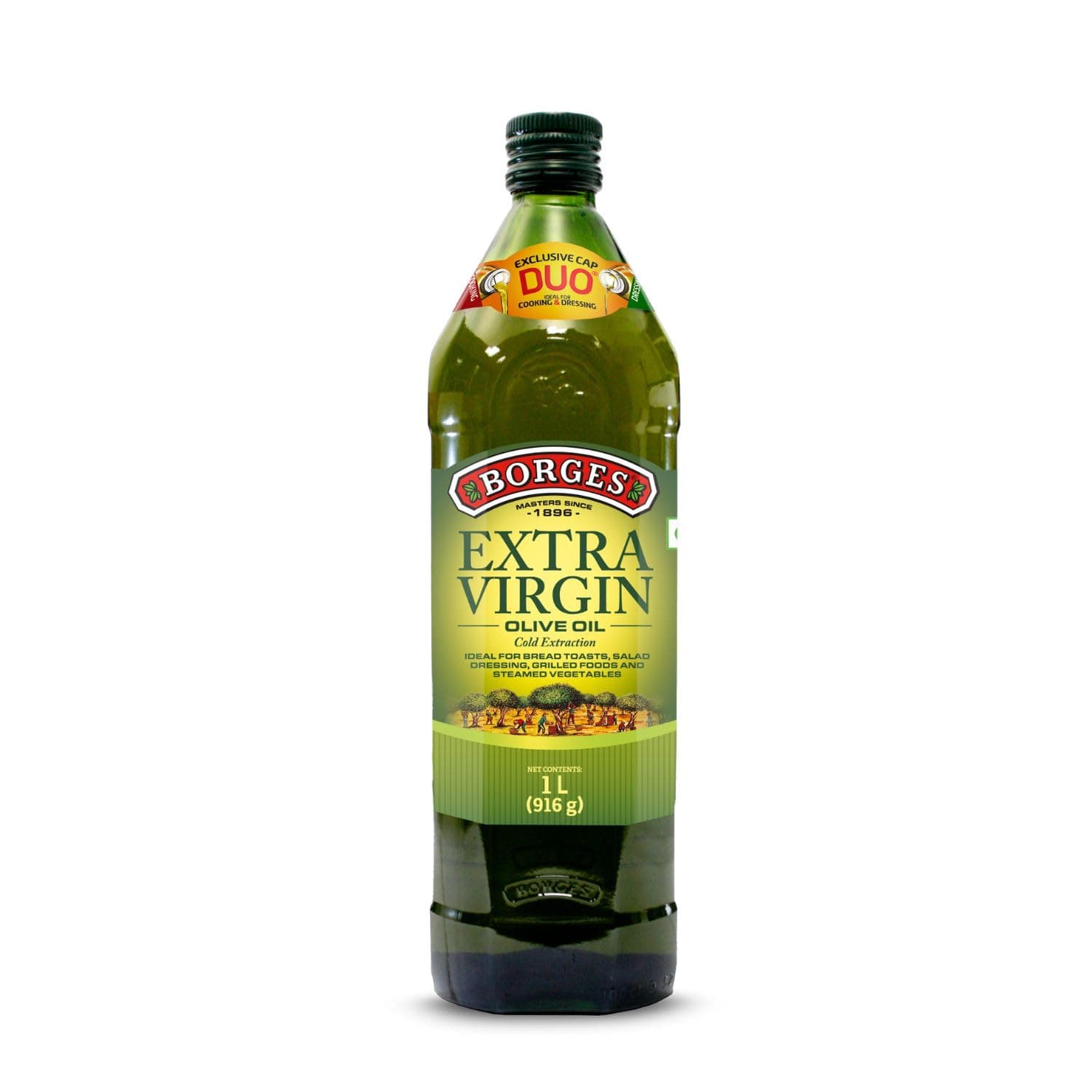 Extra Virgin Olive Oil - 1L Glass |Unrefined & Cold Pressed Oil|Packed in Spain |75% MUFA | Rich in Antioxidants | Ideal For low heat cooking like sauteing & grilling, salad dressing