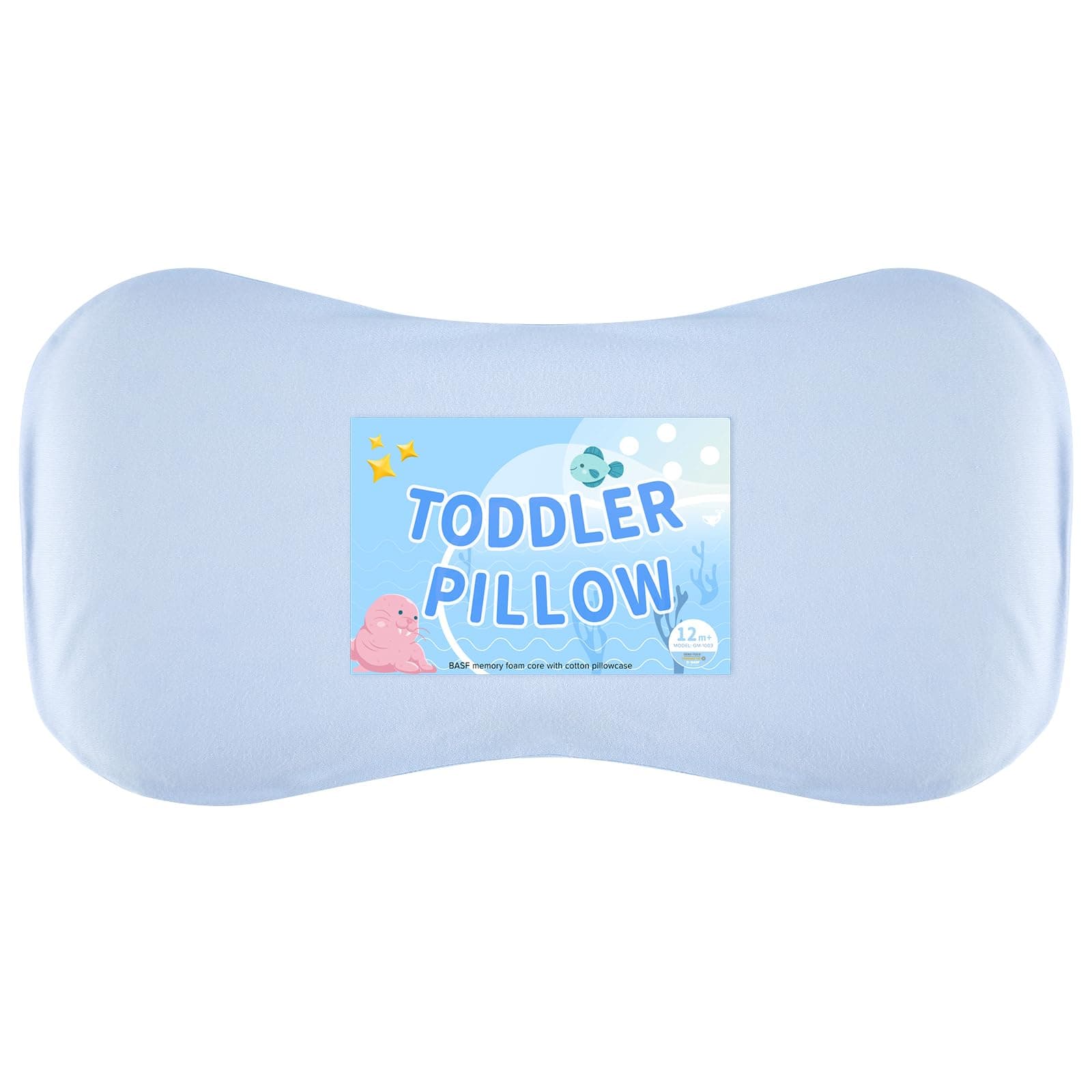 Little Bo Baby Toddler Pillow, Upgraded Bamboo Cotton Toddler Pillow BASF Memory Foam Core Pillow - Ventilated & Height Adjustable - 1 Pack Toddler Size - with Cotton Pillowcase