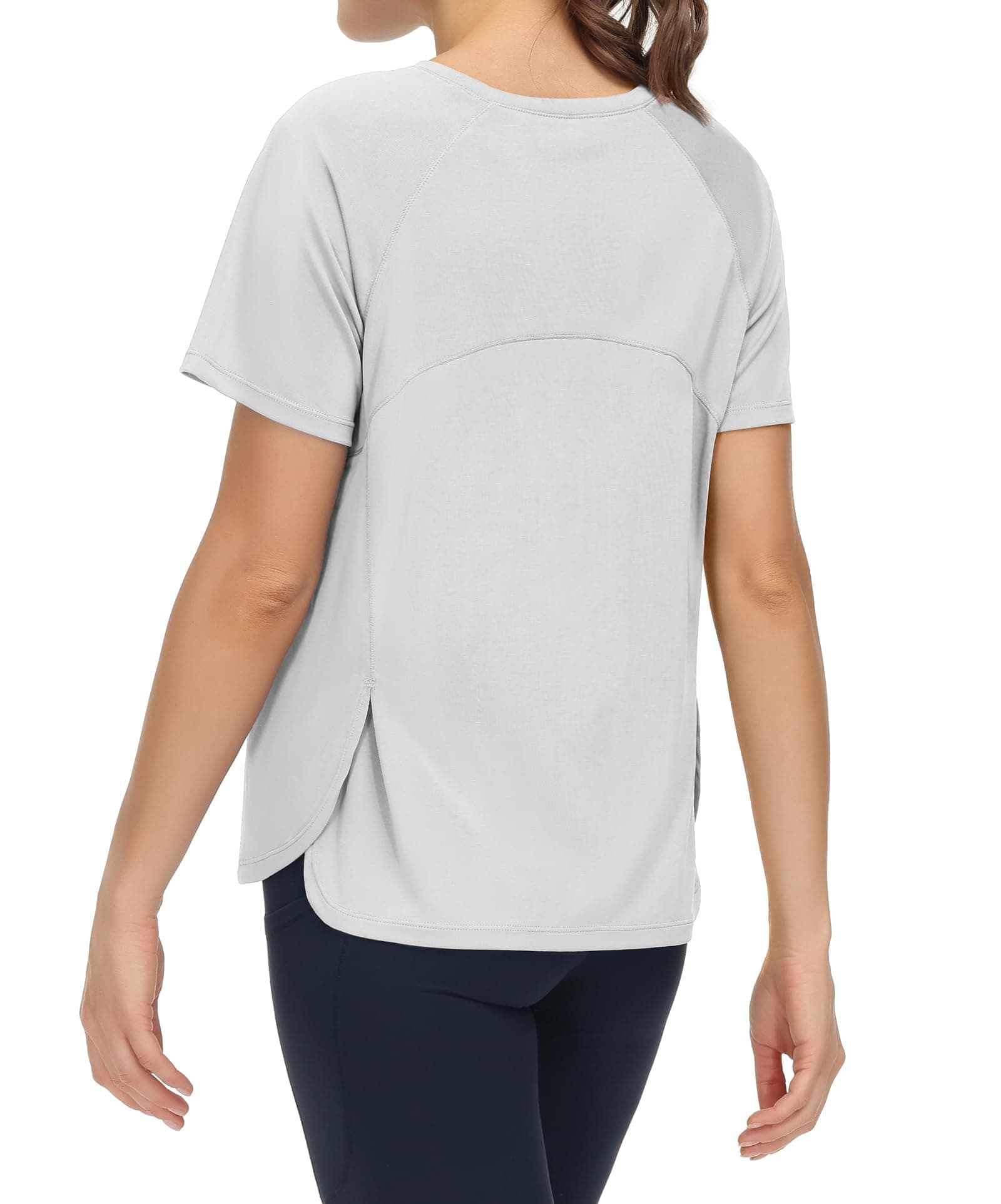 Women's Short Sleeve Workout Shirts Breathable Yoga T-Shirts with Side Slits Athletic Tee Tops