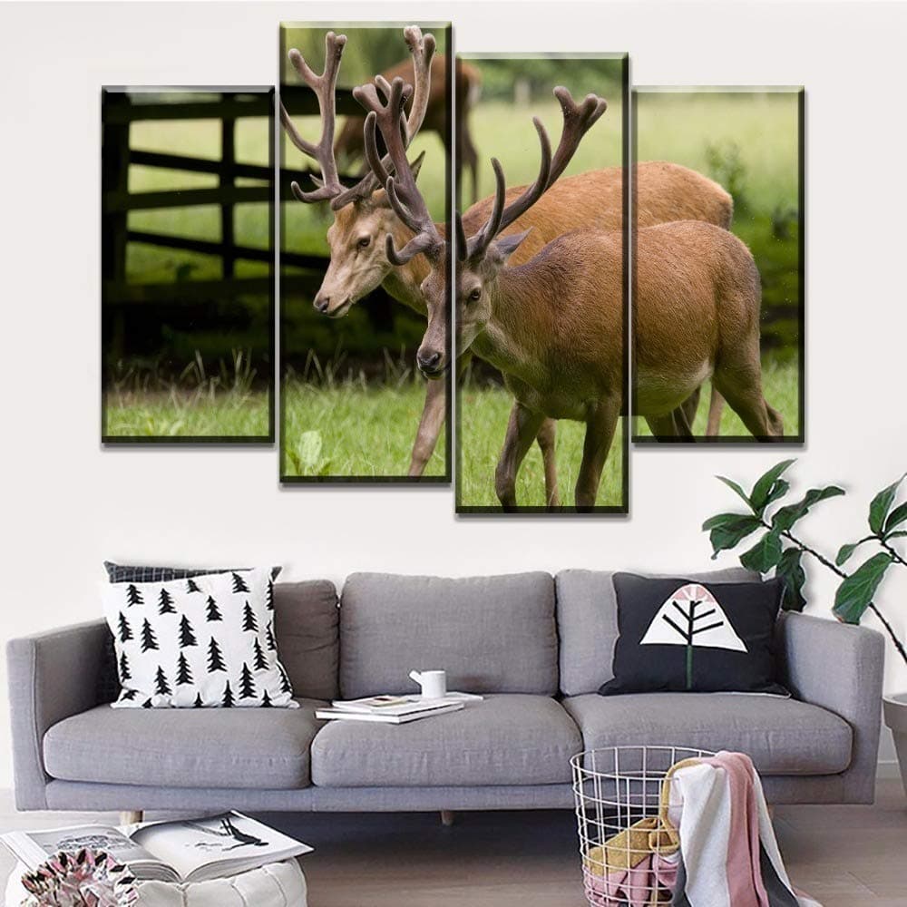 WSNDGWS Home Decoration Quadruple Animal Deer Hd Decorative Painting Without Picture Frame E5 60x60cmx3