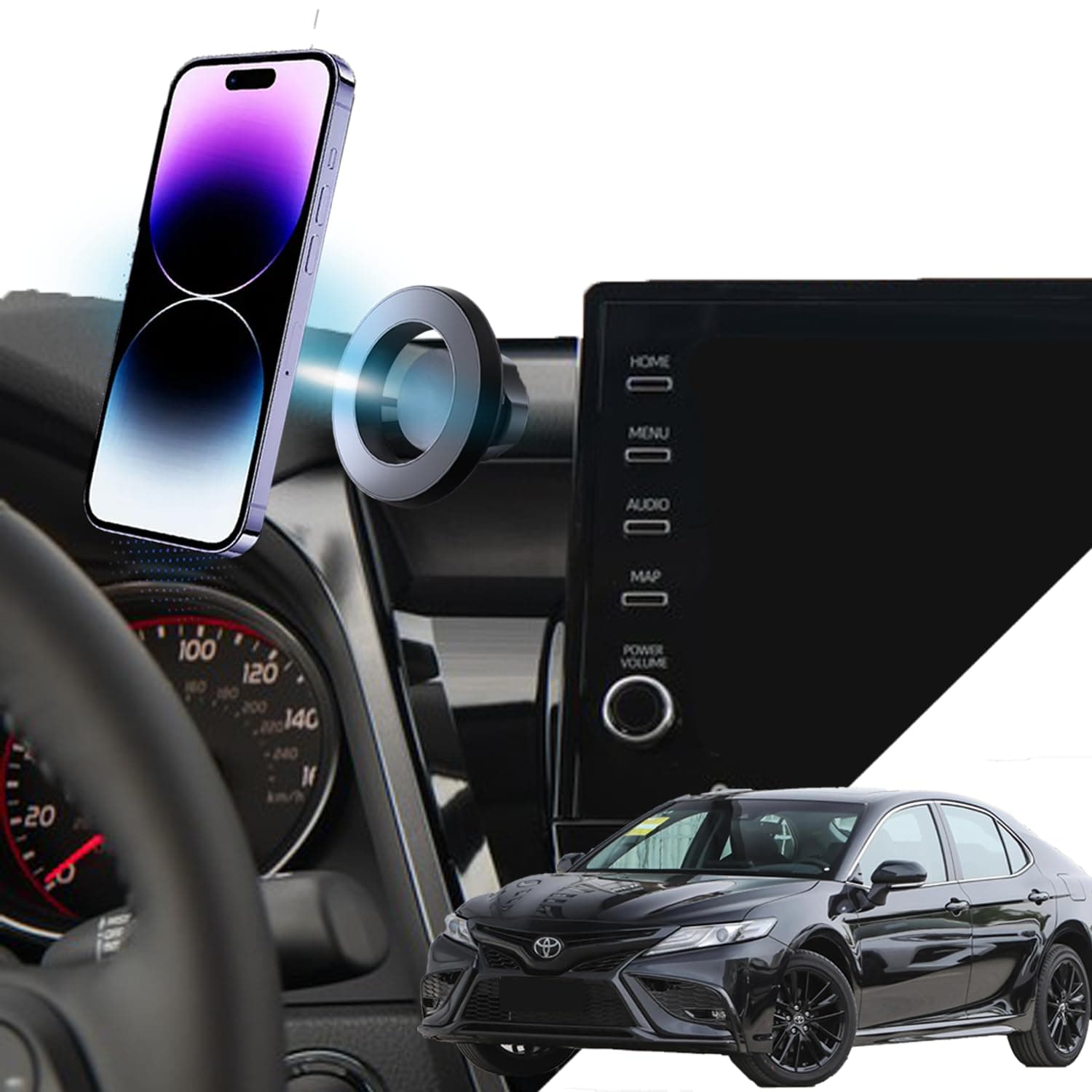 Toyota Camry Phone Holder Camry Magnetic Phone Mount for 2024 Toyota Camry Accessories Camry Phone Mount 2024 2023 2022 2021 Compatible for All Cell Phones