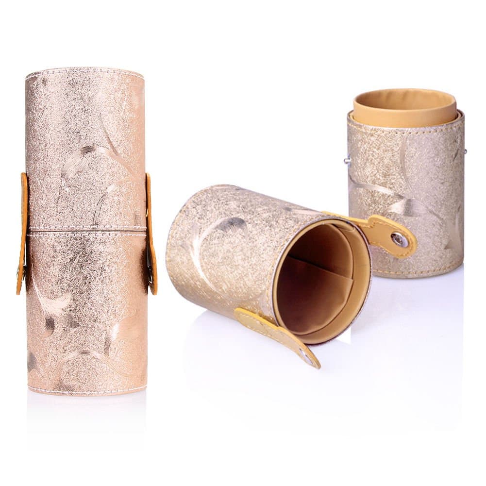 New Chic Fashion PU Leather Makeup Brush Pen Storage Empty Holder Cosmetic Cup Case Box Rose Gold