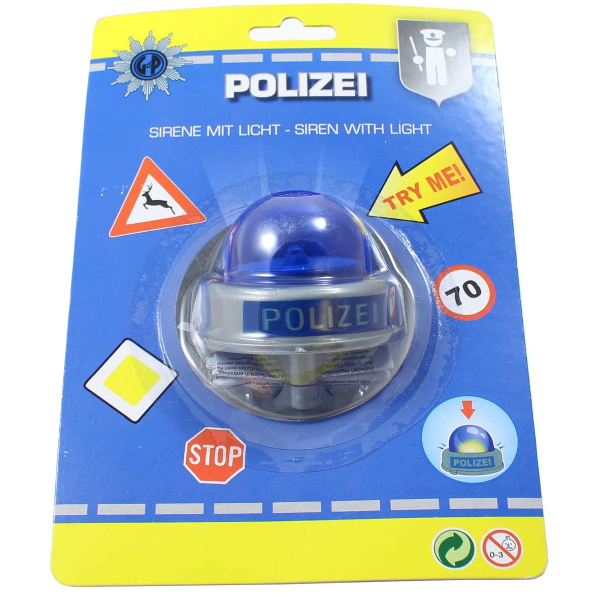 Smart-Planet Police Children's Bicycle Bell with Electric Tatü Tata Sound and Blue Light for Handlebars up to 2.2cm Police Bike Design for Girls and Boys