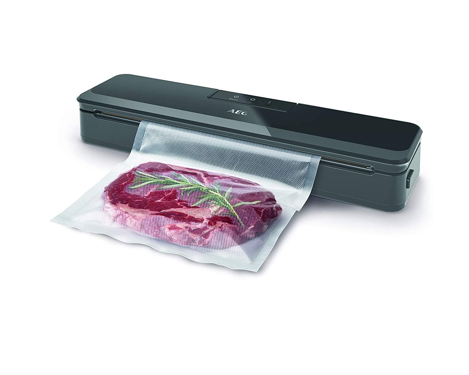 VS4-1-4AG Vacuum Sealer (Fast and Strong Food Sealing, Pulse Function, No Bubbles, Slim Design, Quiet, Includes 10 Bags - 30cm Long, BPA Grey)